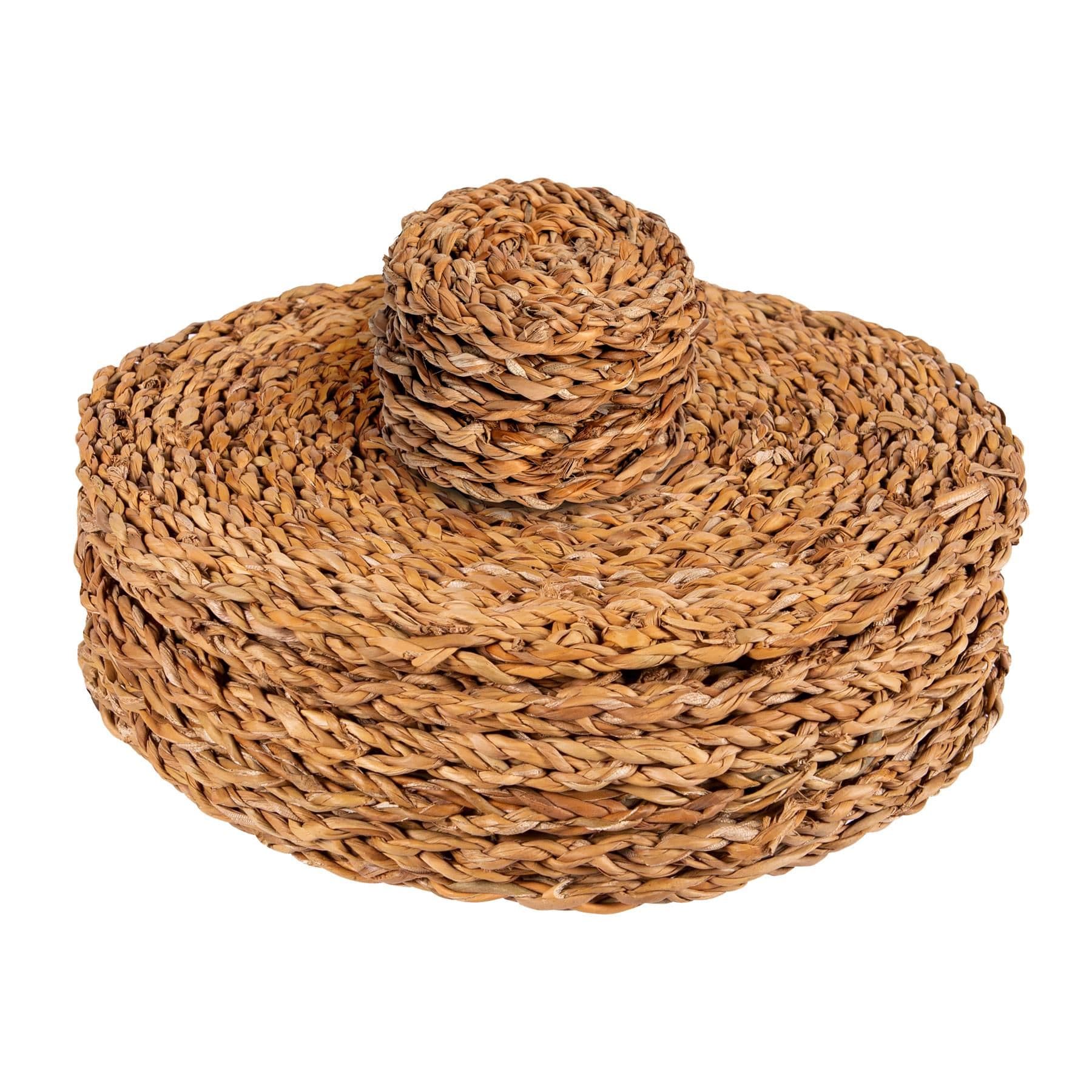 12 Piece Round Woven Seagrass Placemats & Coasters Set