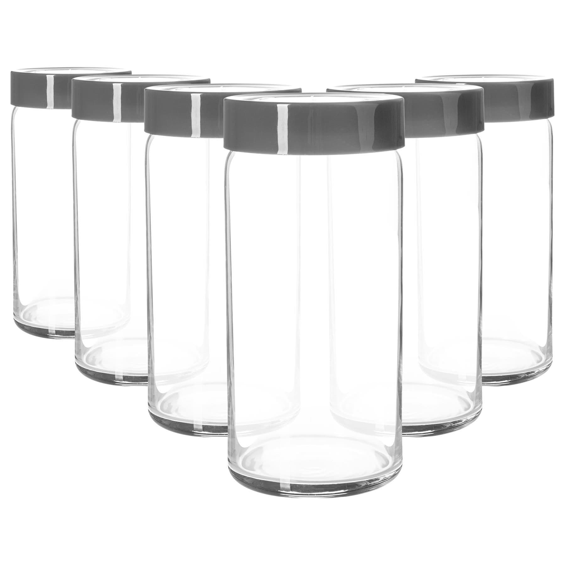 LAV Novo Glass Storage Jars - 1.4 Litre - Grey - Pack of 6