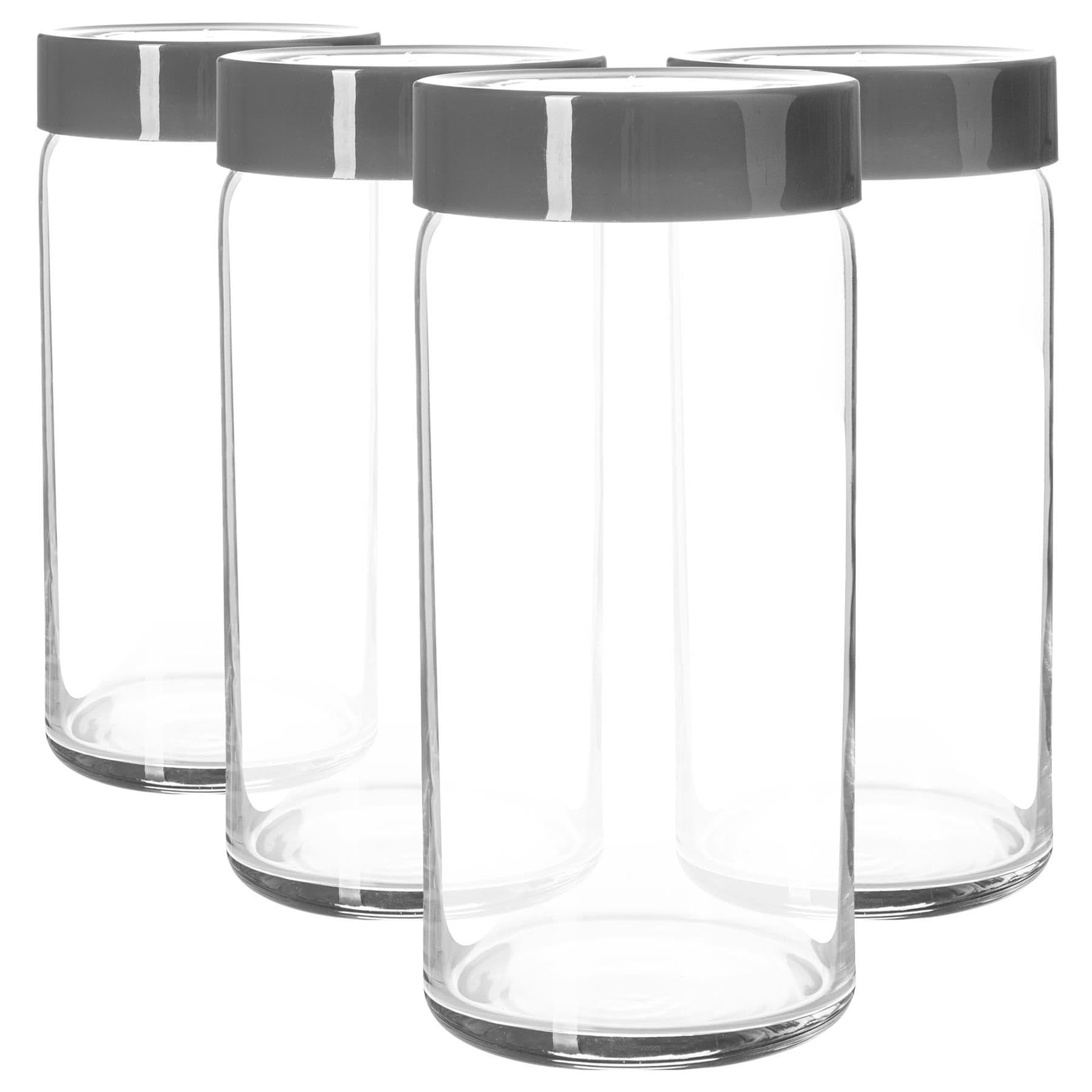 LAV Novo Glass Storage Jars - 1.4 Litre - Grey - Pack of 4