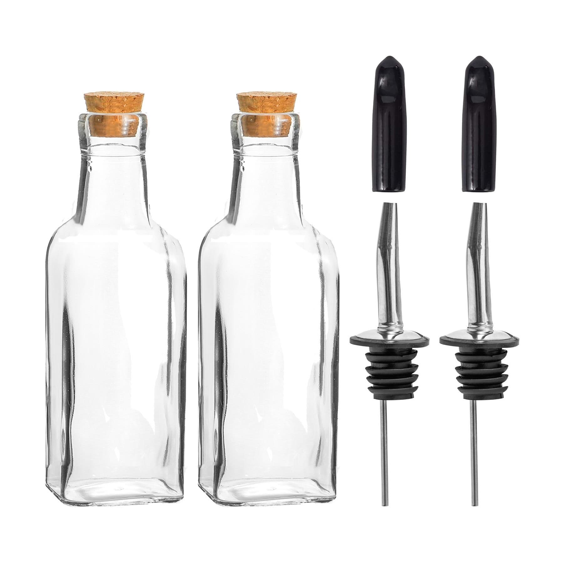 Olive Oil Pourer Bottles with Cork Lids 170ml Pack of 2