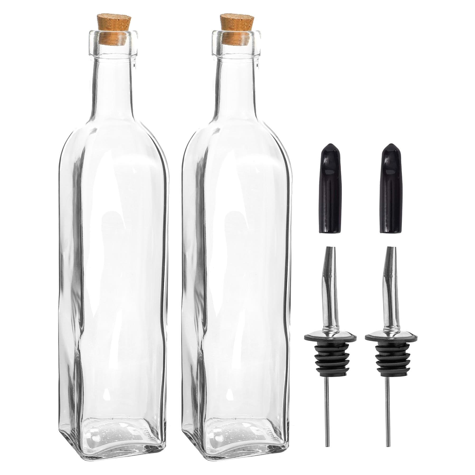 Olive Oil Pourer Bottles with Cork Lids 500ml Pack of 2