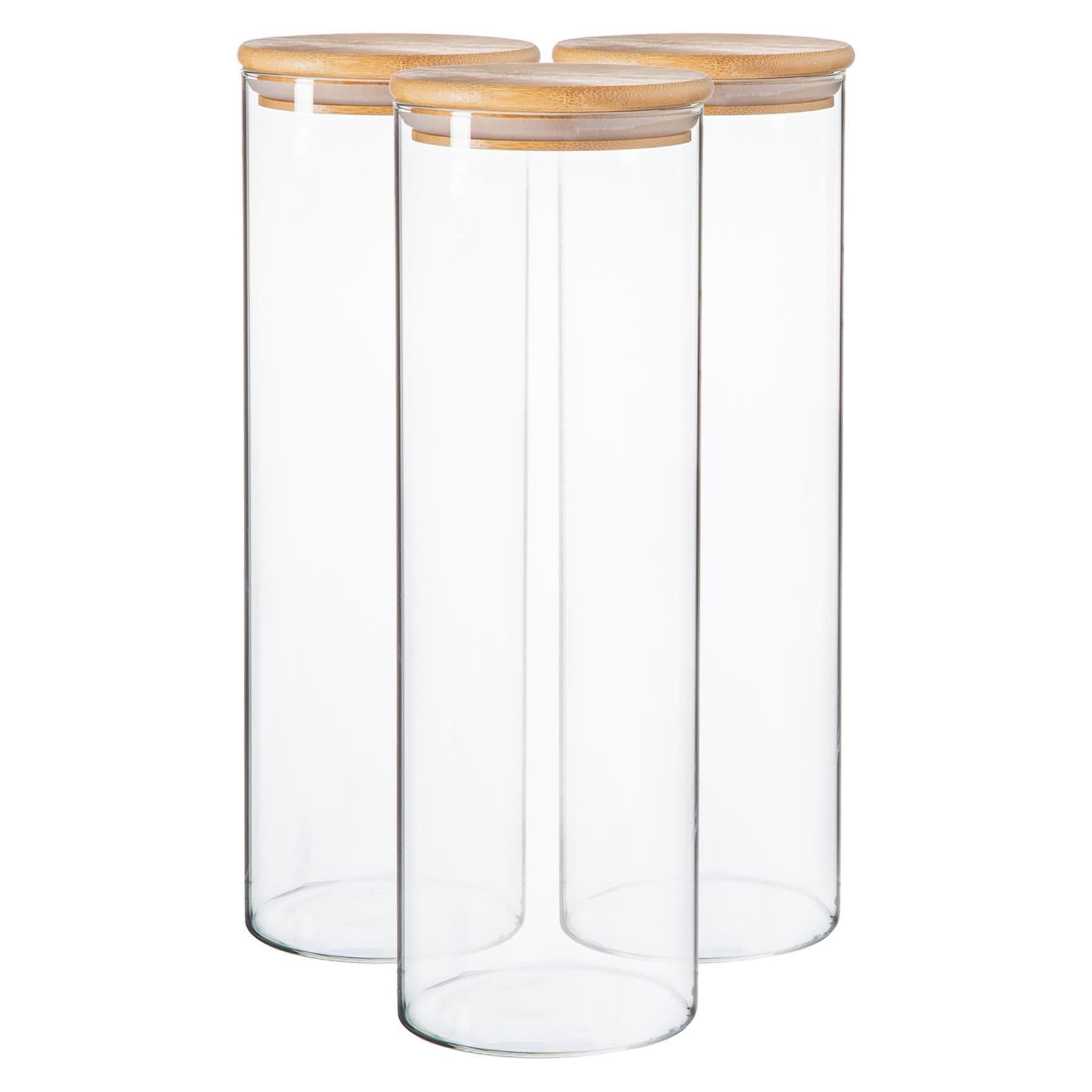 Scandi Glass Storage Jars with Wooden Lids 2 Litre Pack of 3