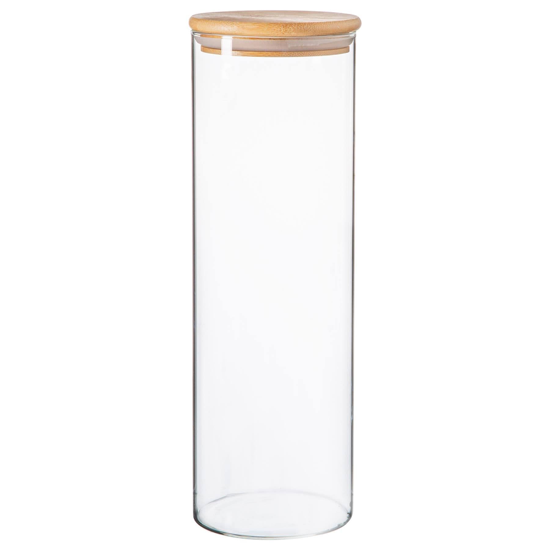 Scandi Glass Storage Jar with Wooden Lid 2 Litre