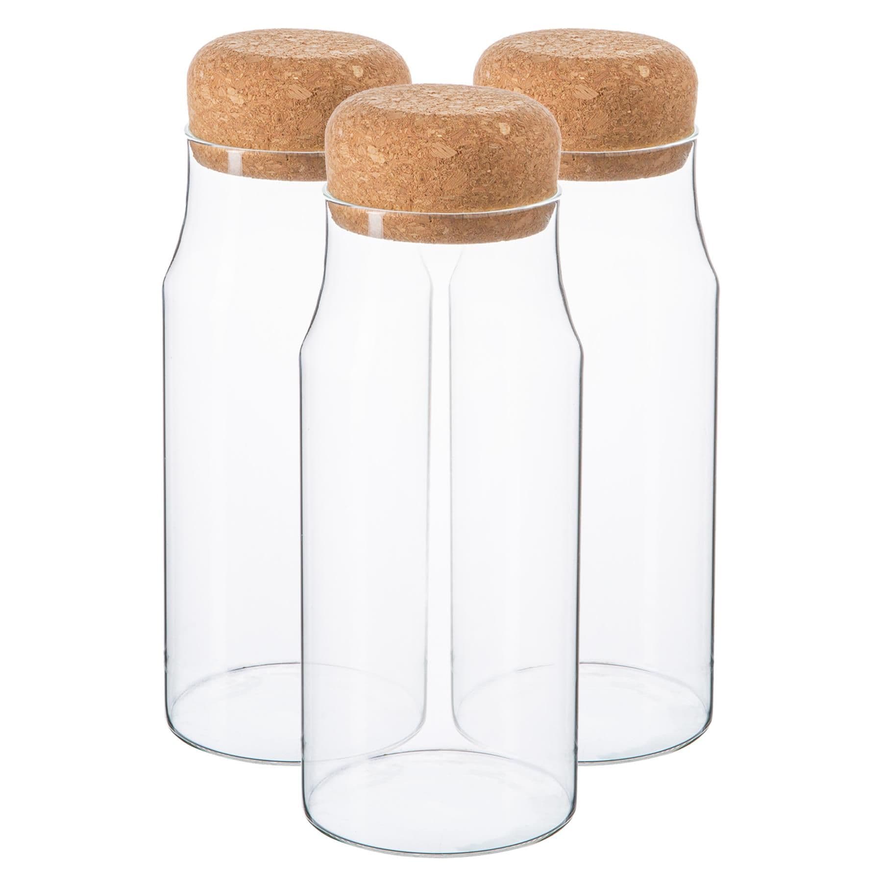 Glass Storage Bottles with Cork Lids 720ml Pack of 6