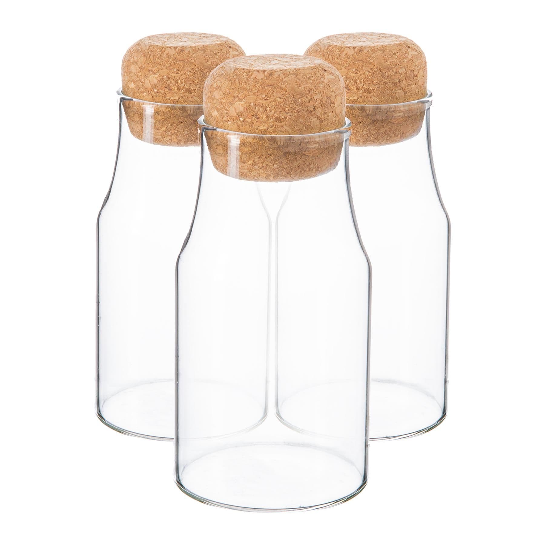Glass Storage Bottles with Cork Lids 180ml Pack of 6