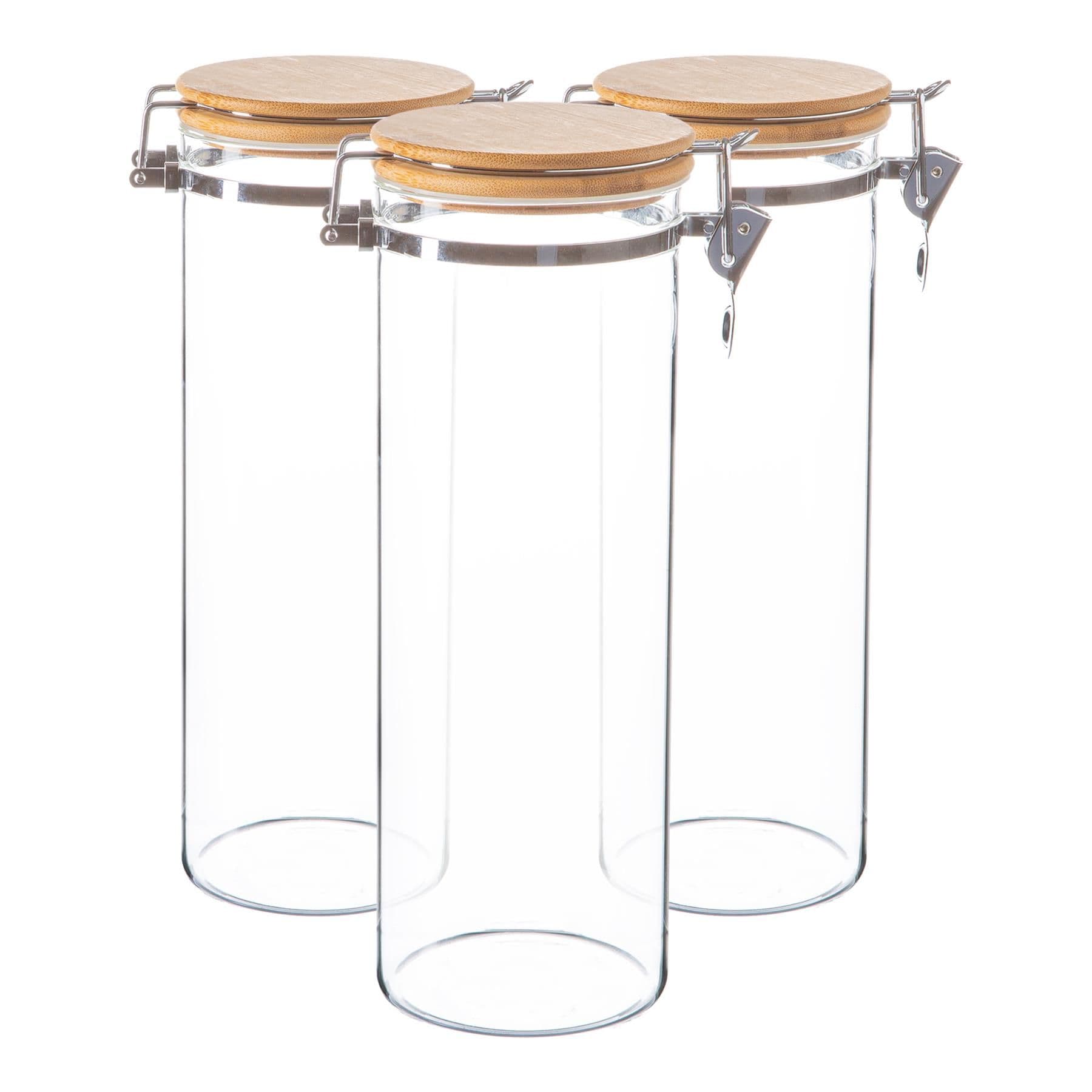 Glass Storage Jars with Wooden Clip Lids 1.75 Litre Pack of 6