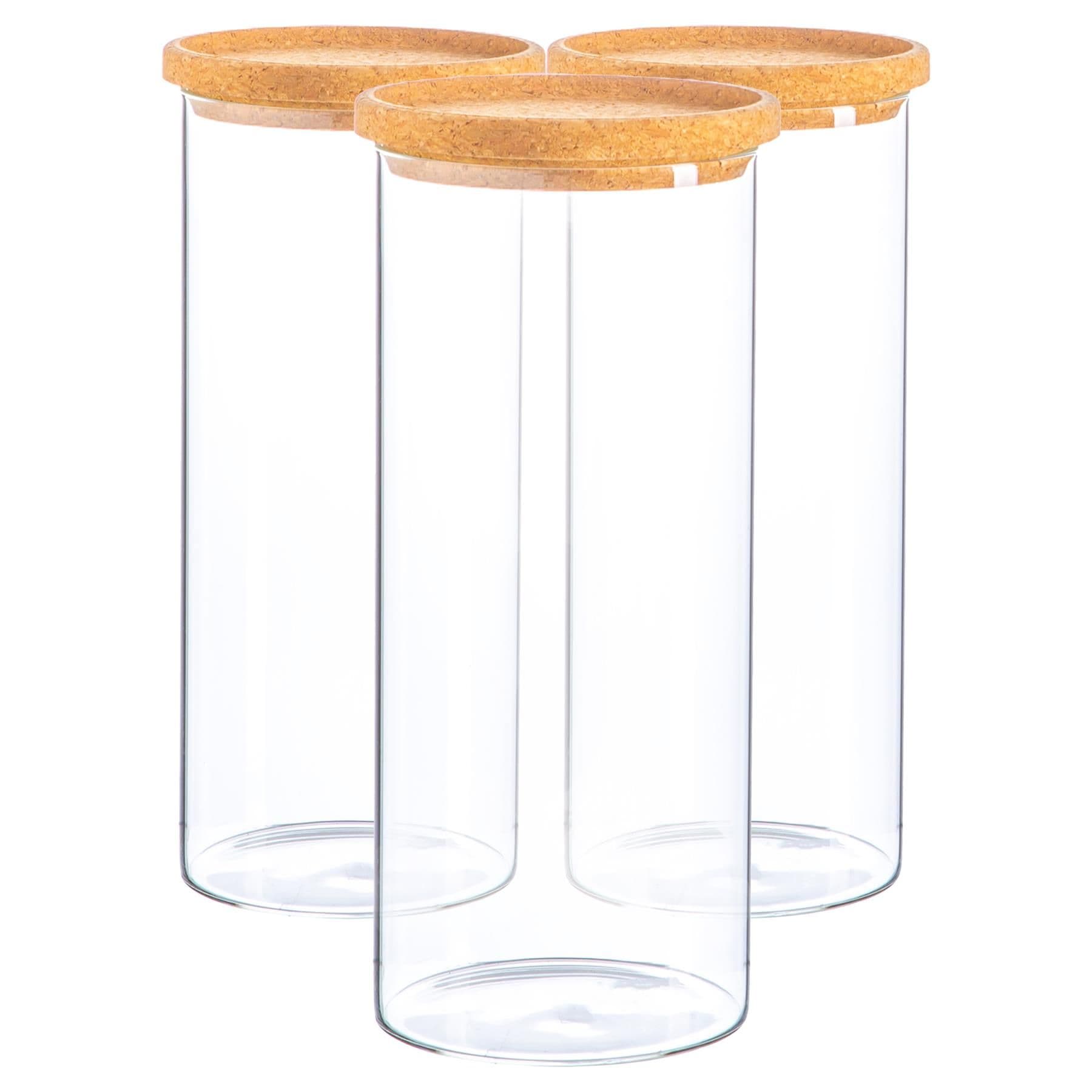 Glass Storage Jars with Cork Lids 1.5 Litre Pack of 3