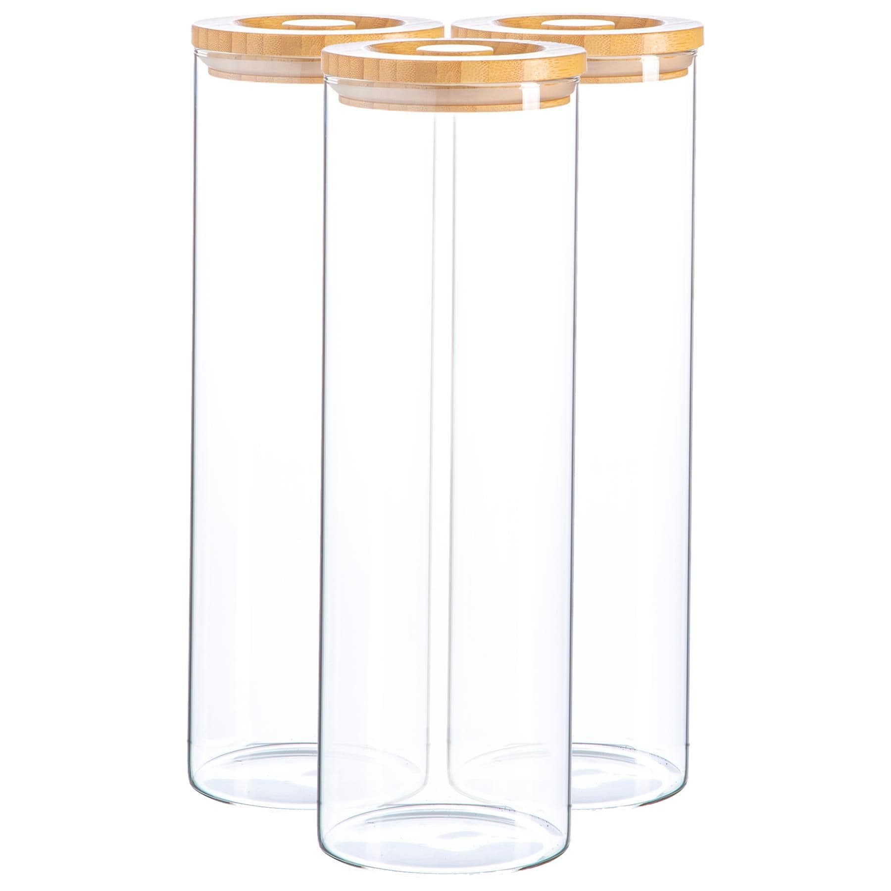 Glass Storage Jars with Wooden Lids 2 Litre Pack of 3