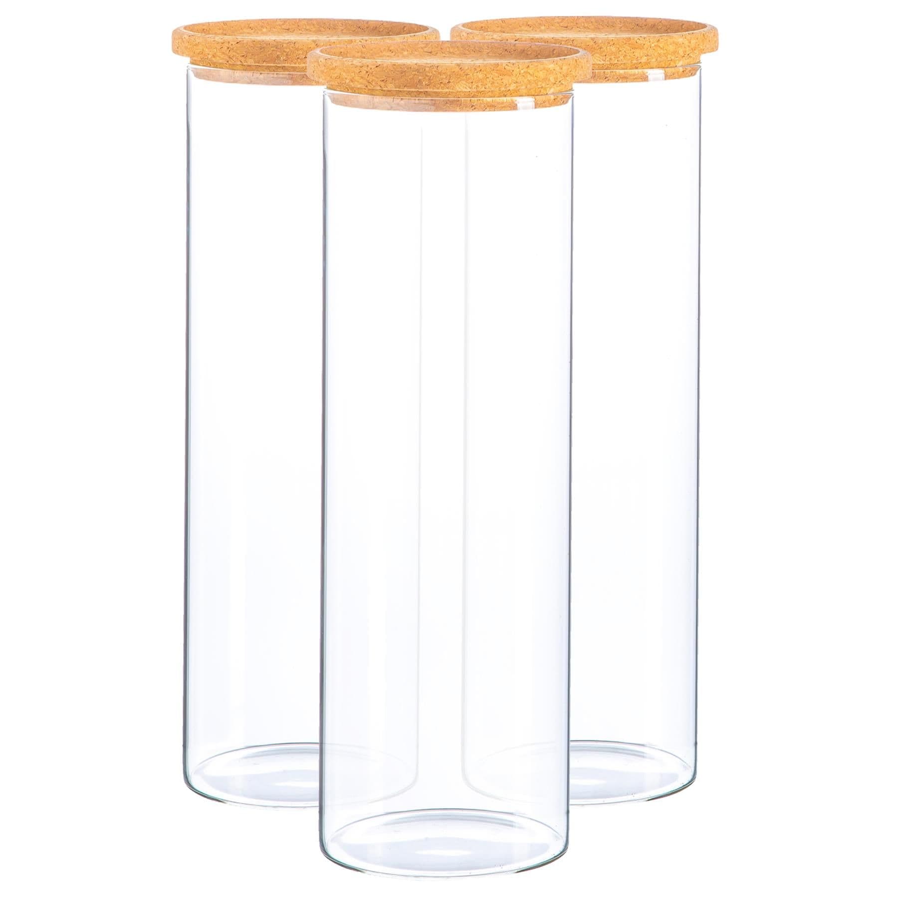 Glass Storage Jars with Cork Lids 2 Litre Pack of 3