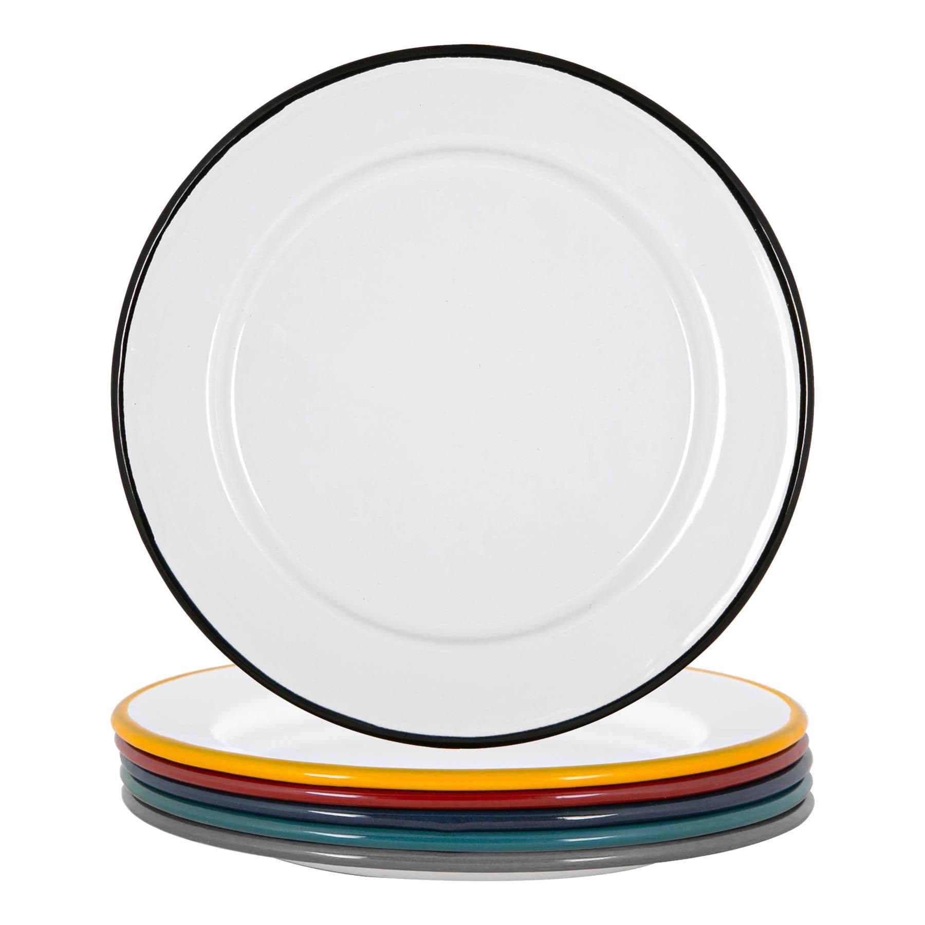 White Enamel Side Plates 20cm 6 Colours