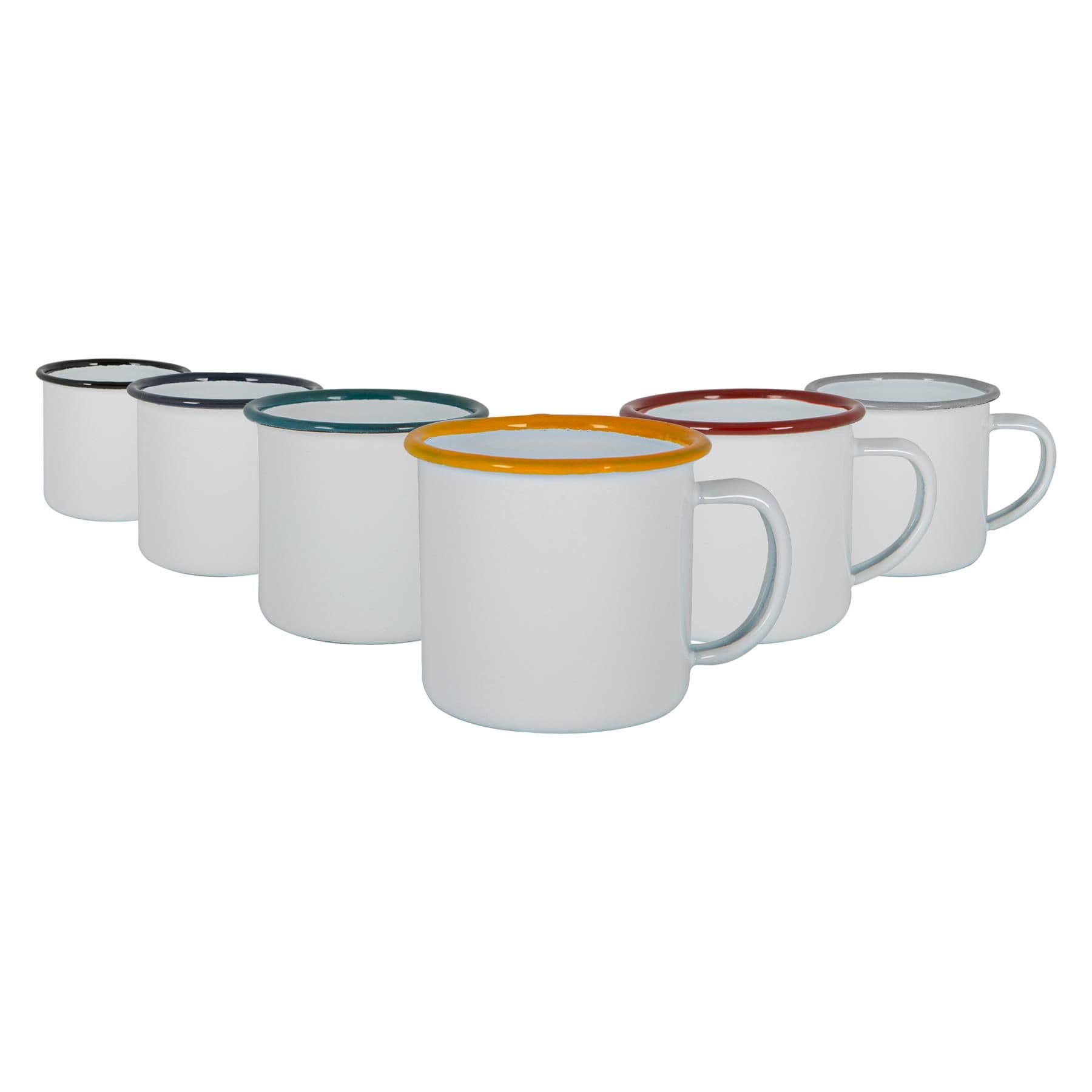 White Enamel Espresso Cups 130ml 6 Colours