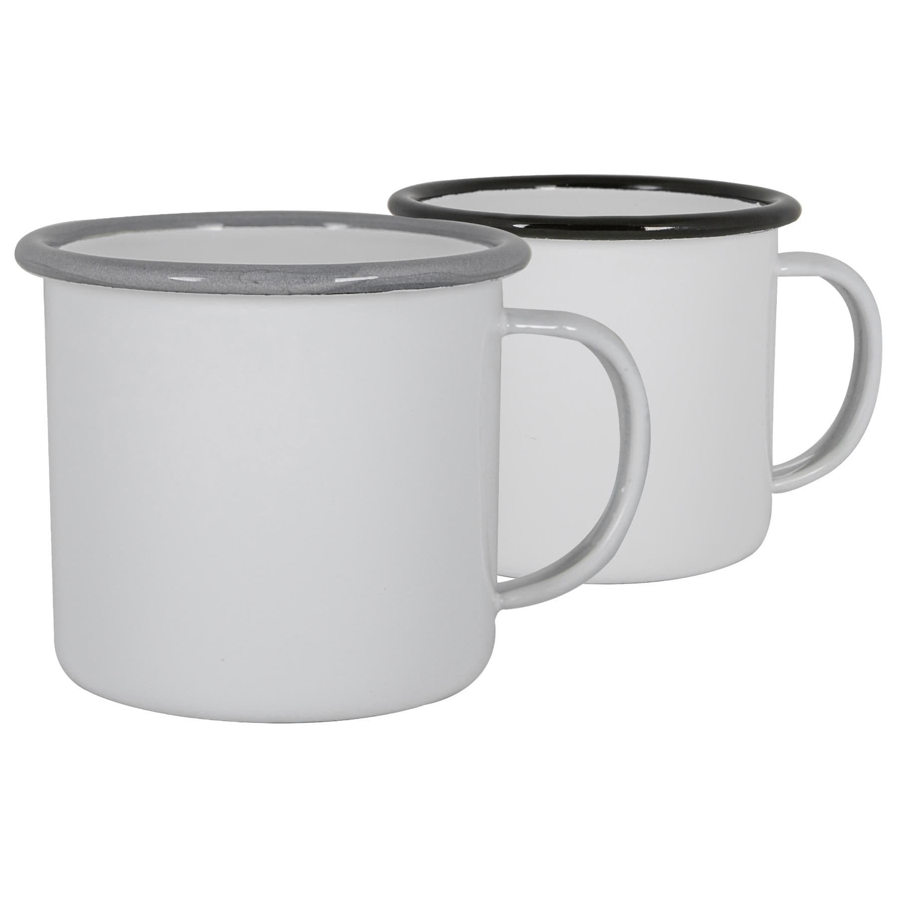 White Enamel Espresso Cups 130ml Black/Grey