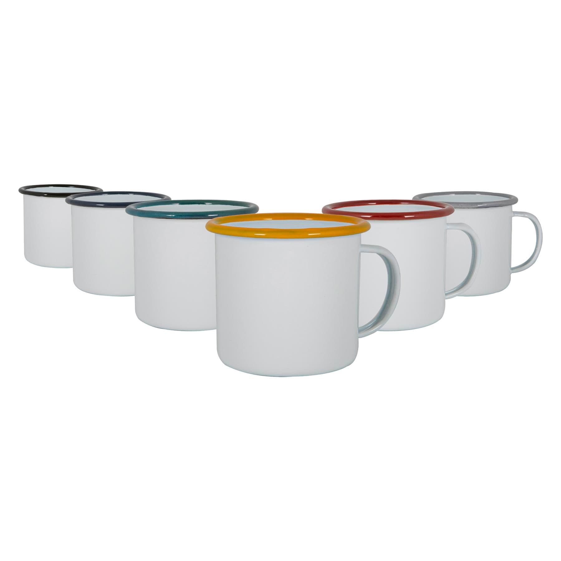 White Enamel Mugs - 375ml - 6 Colours
