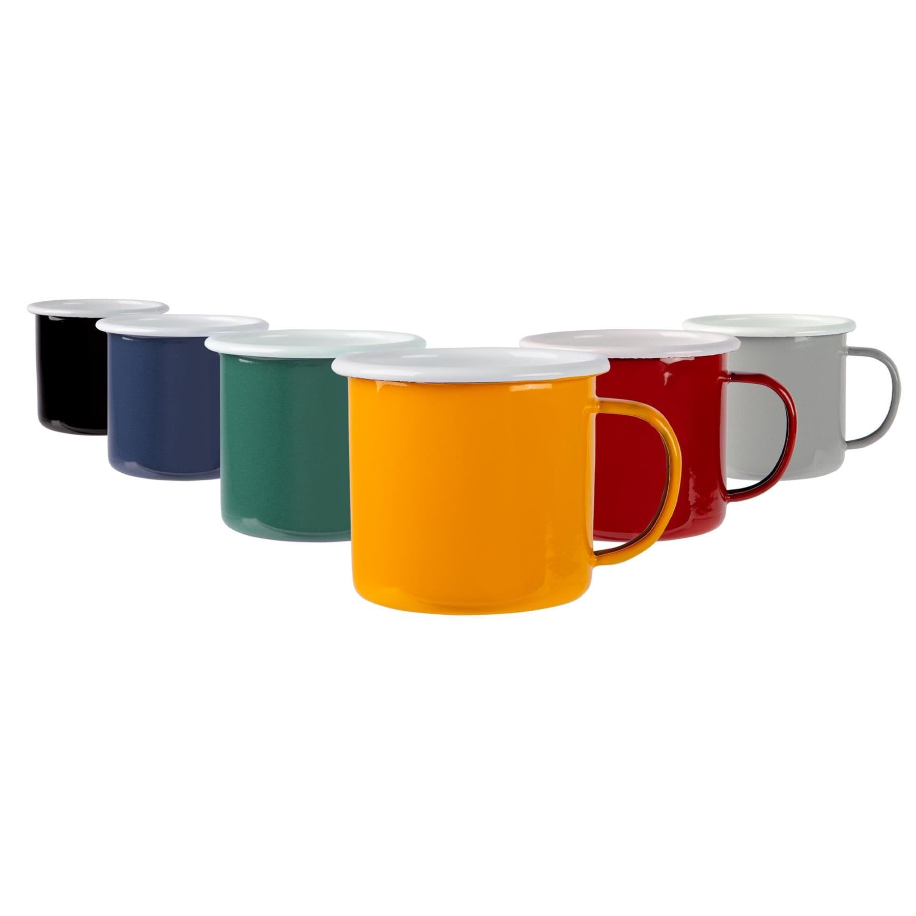 Coloured Enamel Mugs - 375ml - 6 Colours
