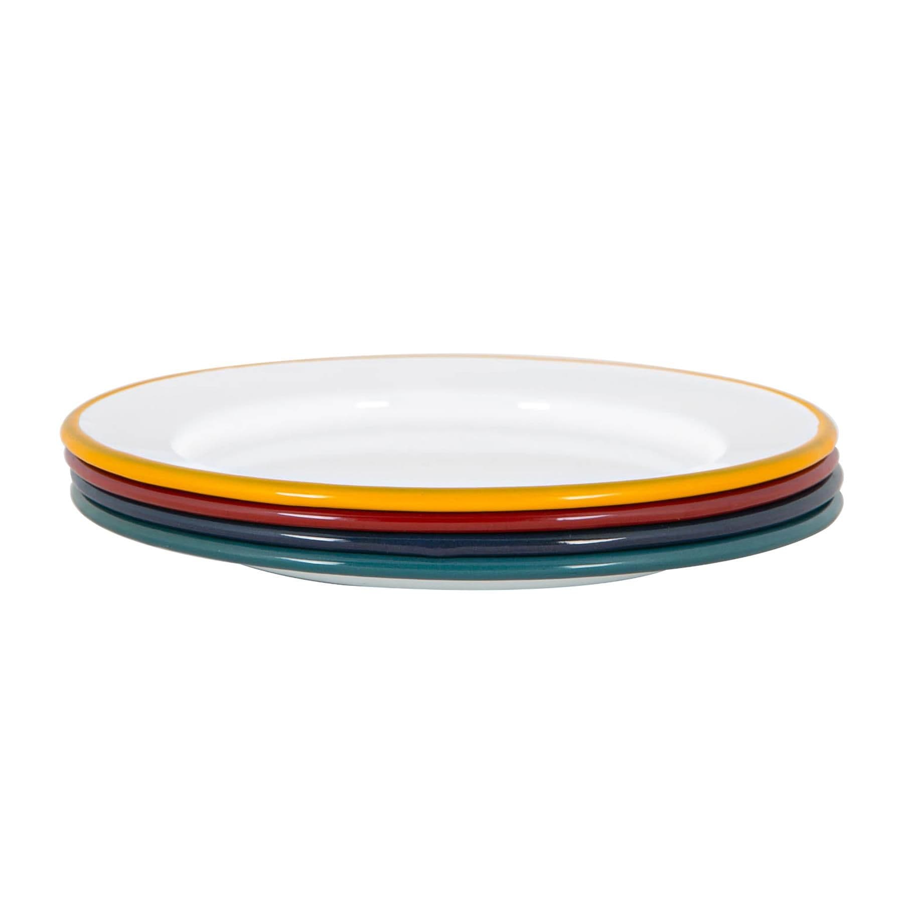 White Enamel Side Plates 20cm 4 Colours