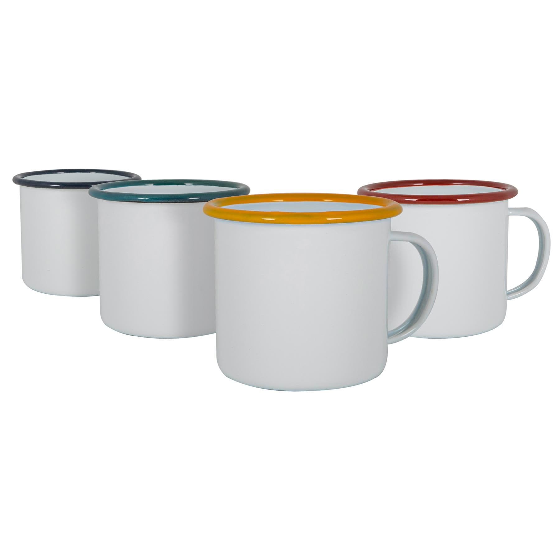 White Enamel Espresso Cups 130ml 4 Colours