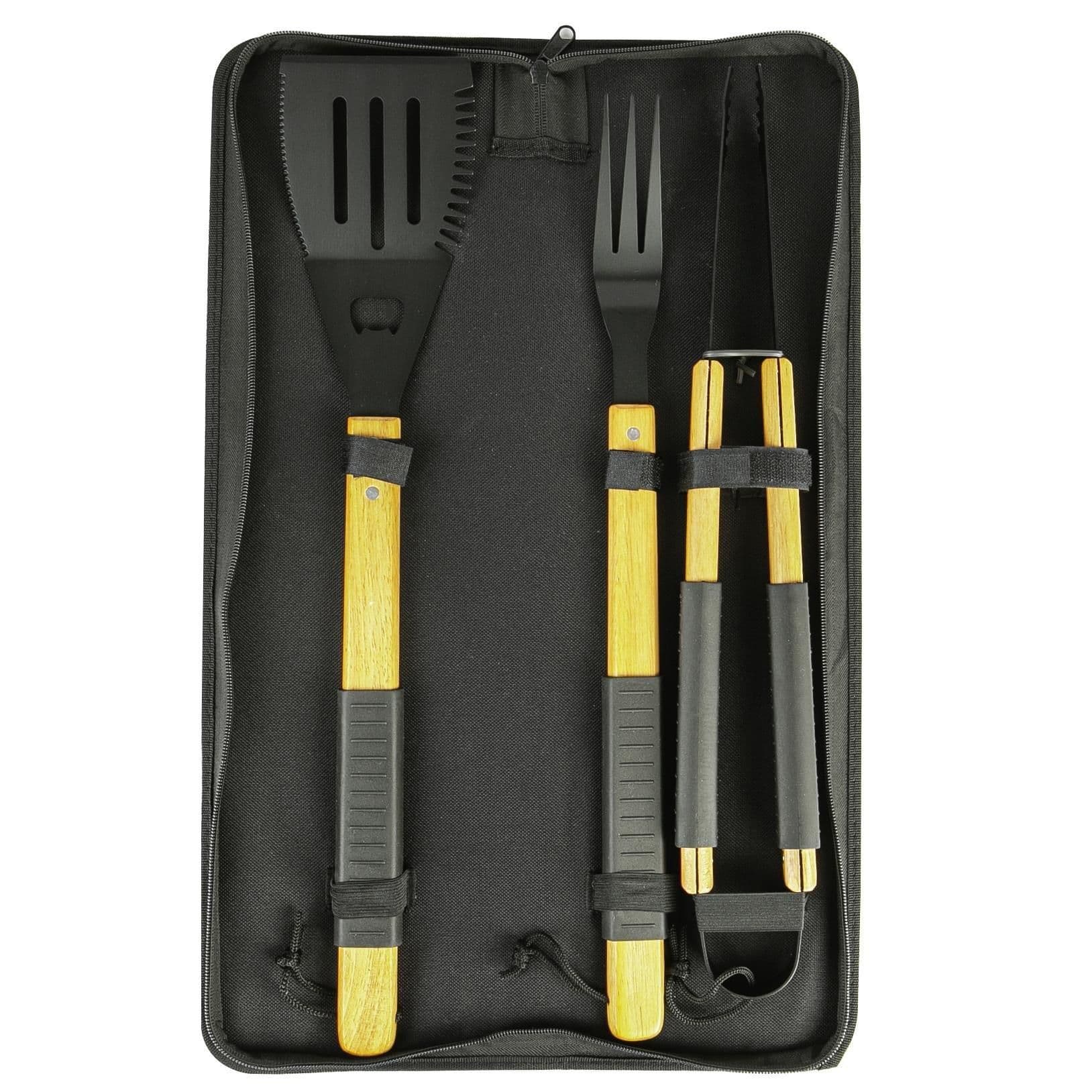 3 Piece Wooden BBQ Tools Set
