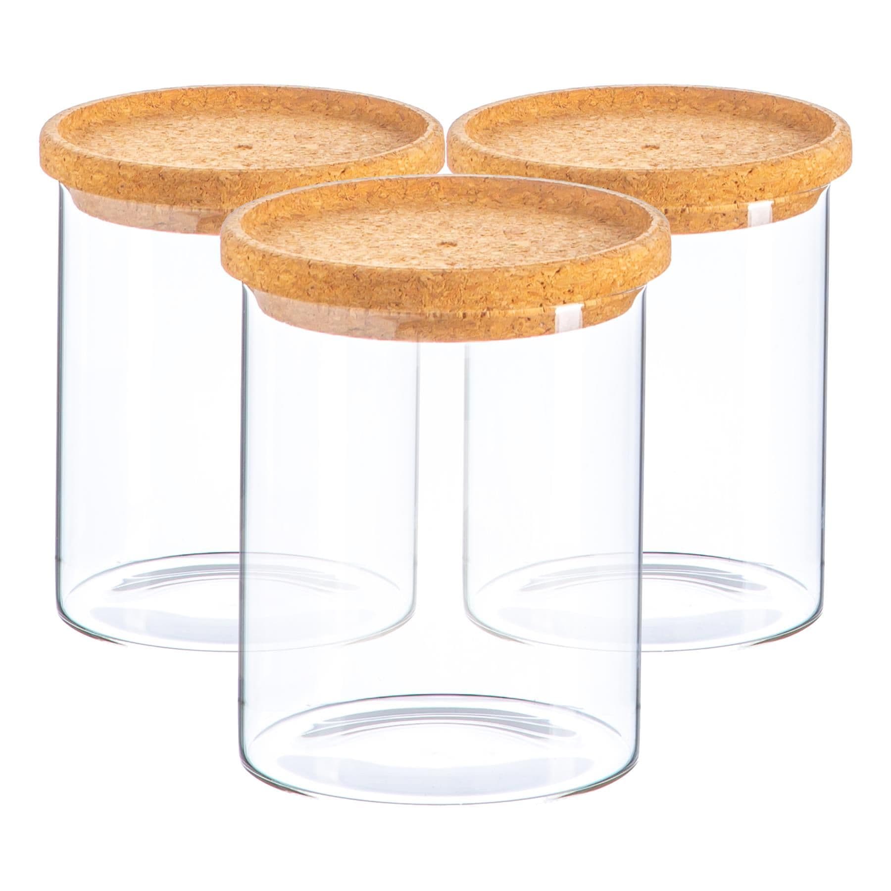 Scandi Storage Jar with Cork Lids 750ml Pack of 3