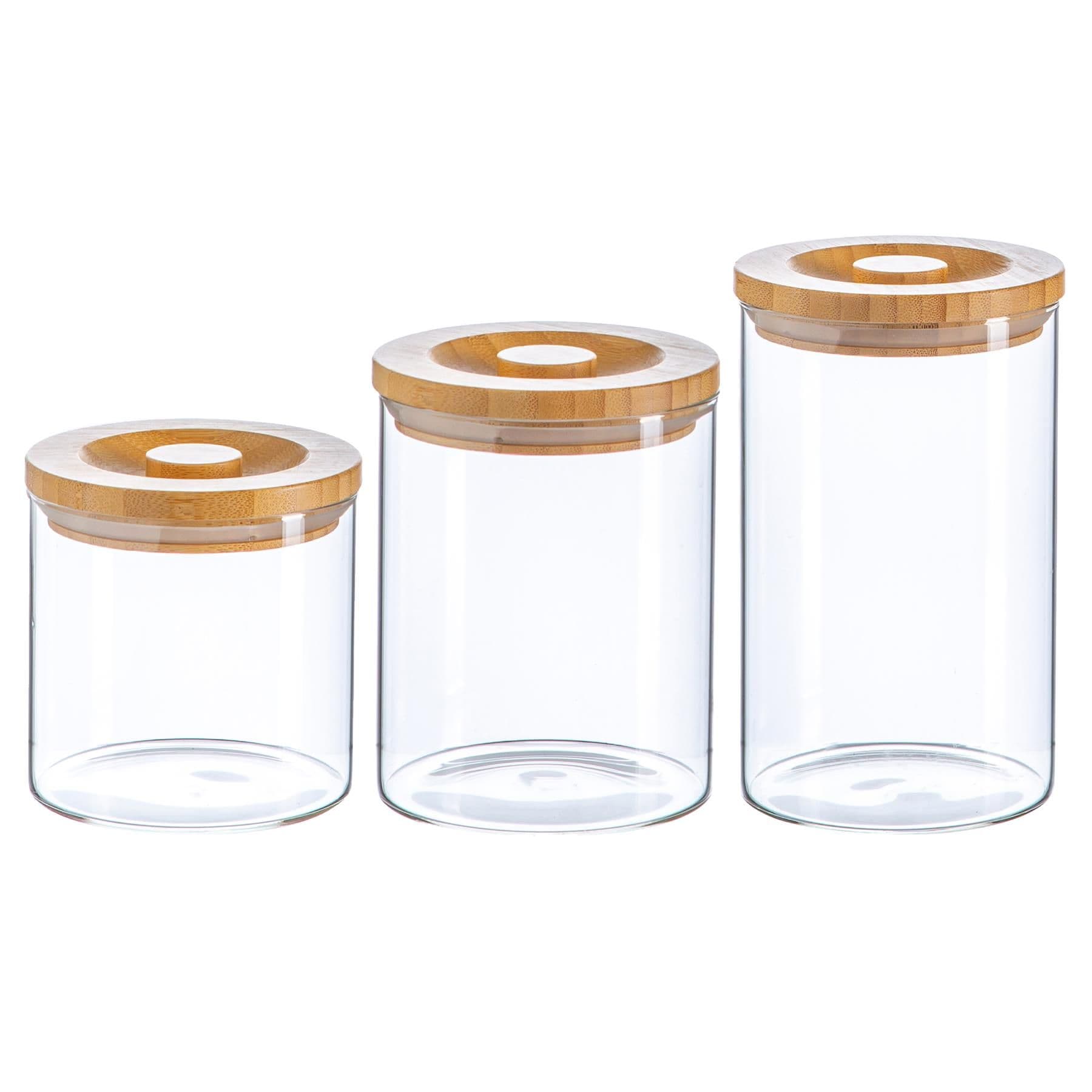 Argon Tableware Scandi Storage Jars with Wooden Lids - 3 Sizes
