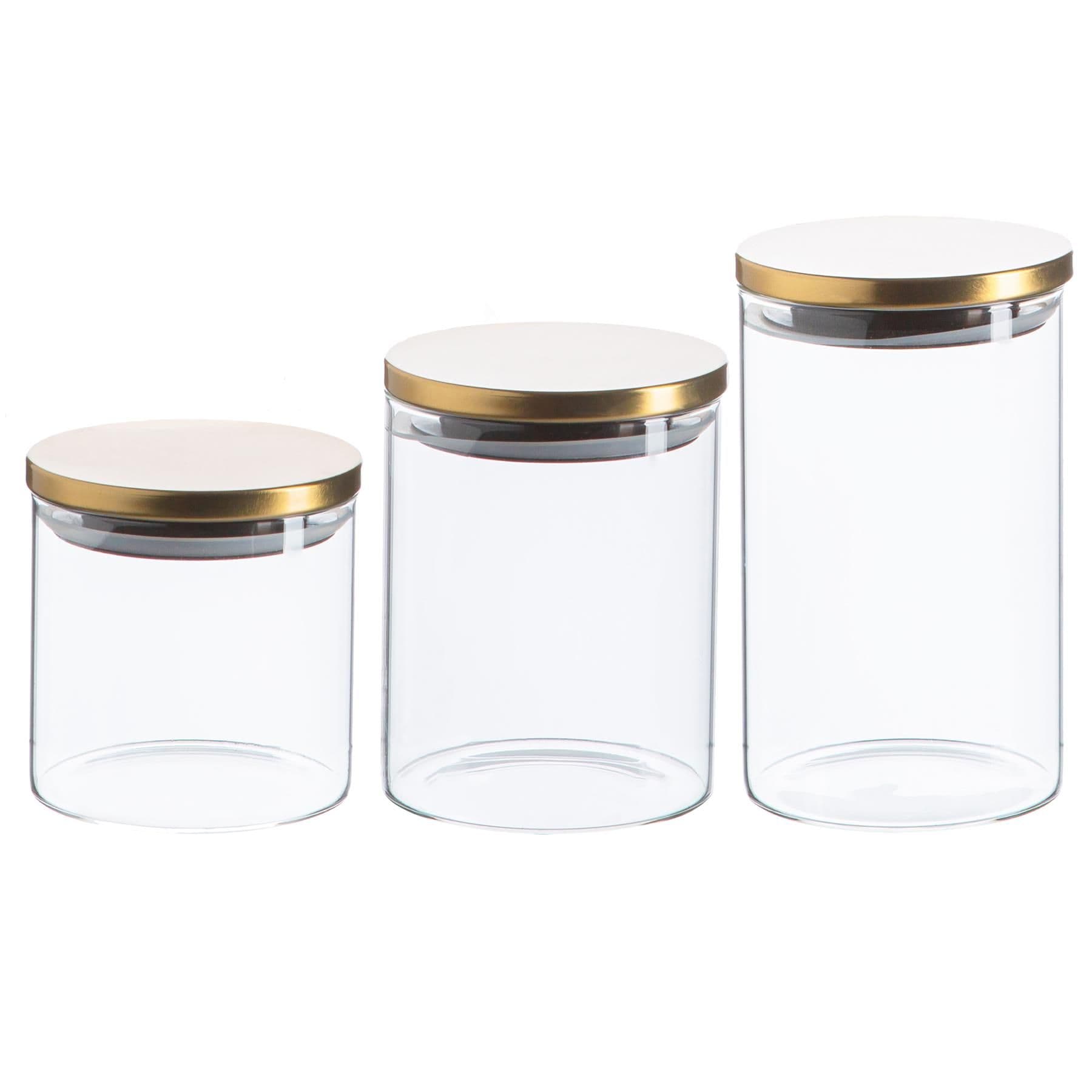 Argon Tableware Scandi Storage Jars with Metallic Lids - 3 Sizes - Gold