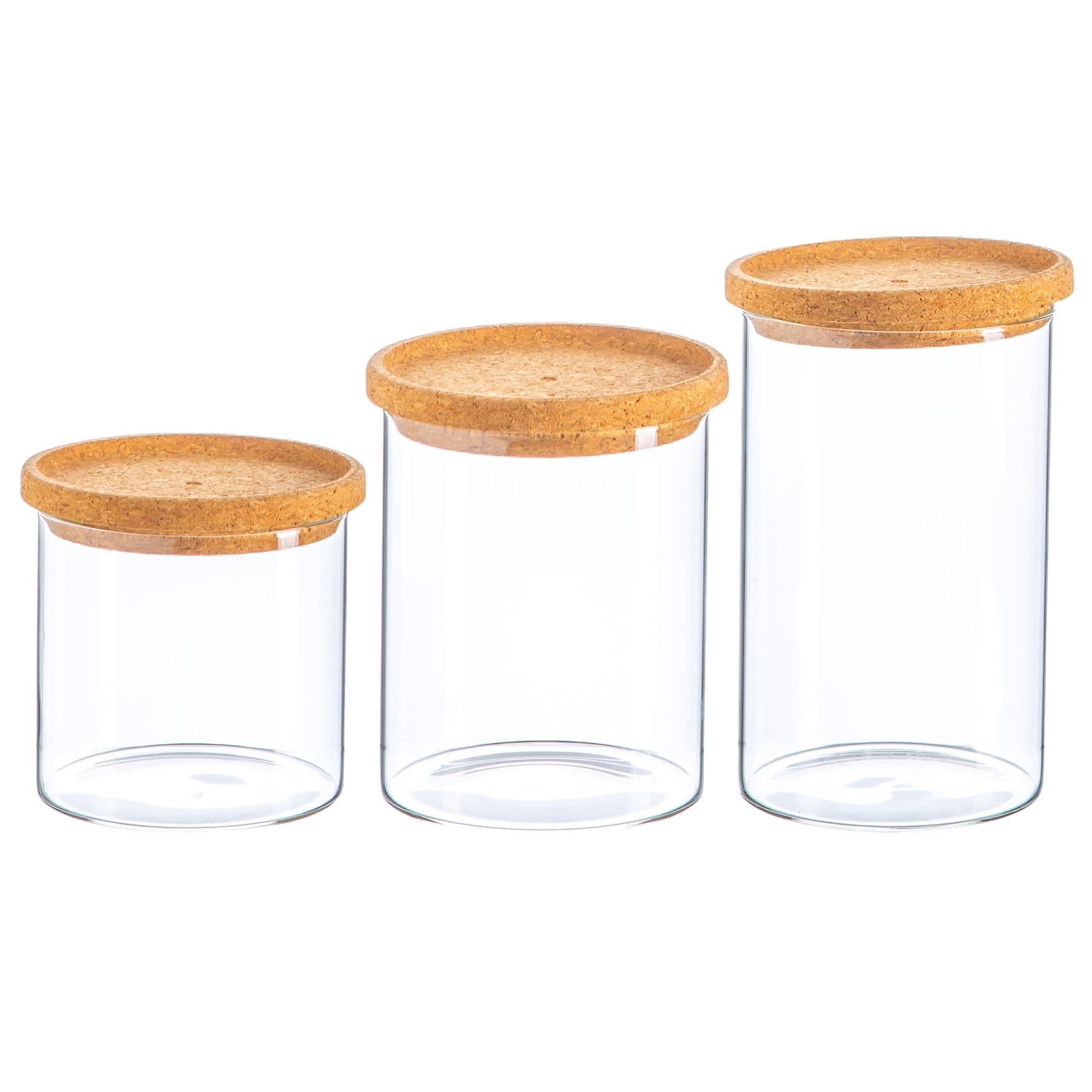 Argon Tableware Scandi Storage Jars with Cork Lids - 3 Sizes
