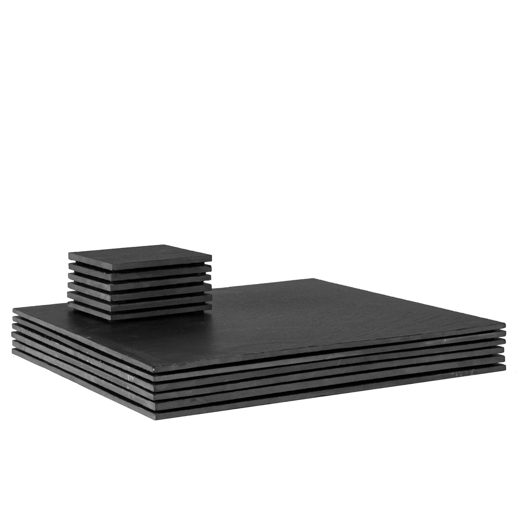 12 Piece Linea Square Slate Placemats & Coasters Set 10cm