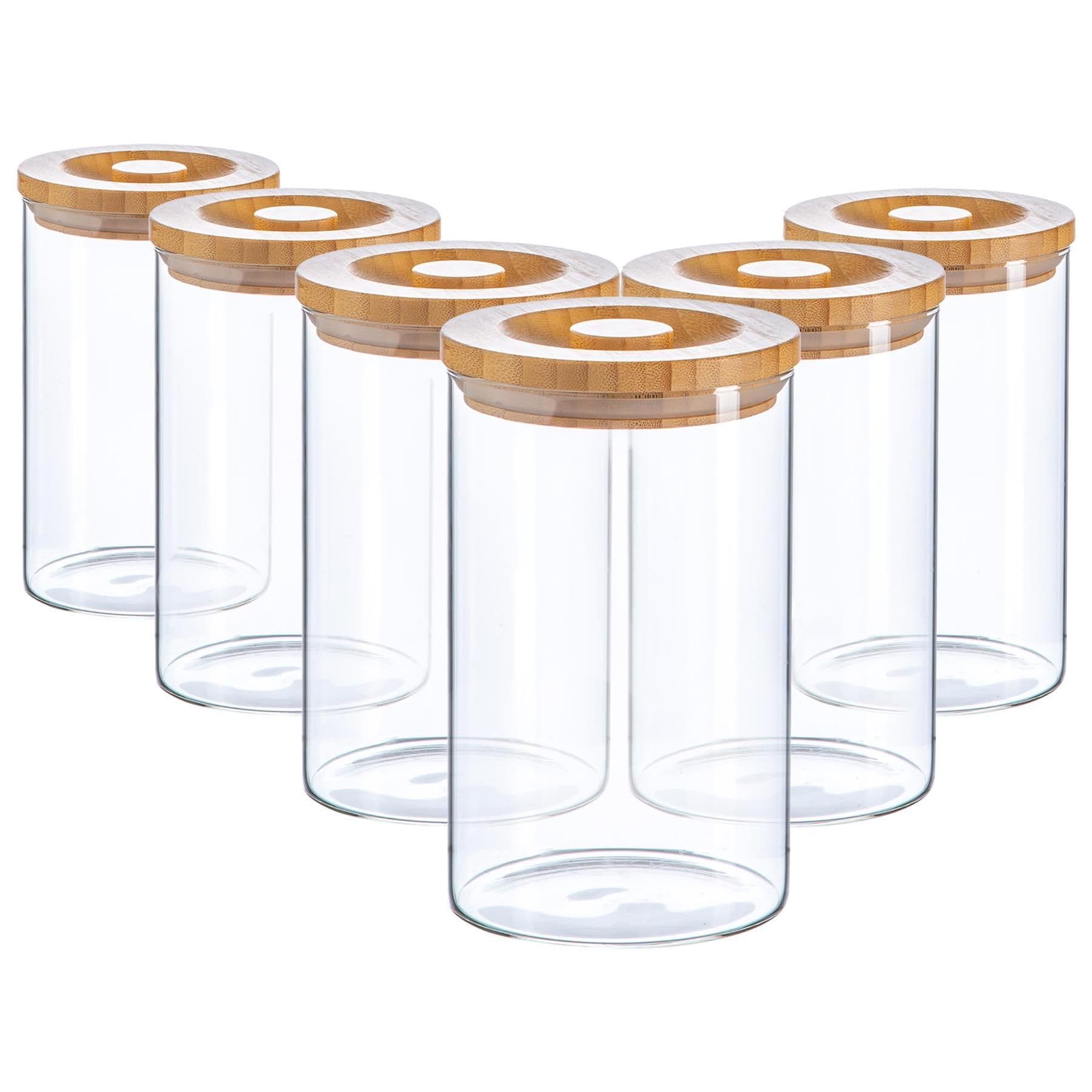 Scandi Storage Jar with Wooden Lid 1 Litre Pack of 6