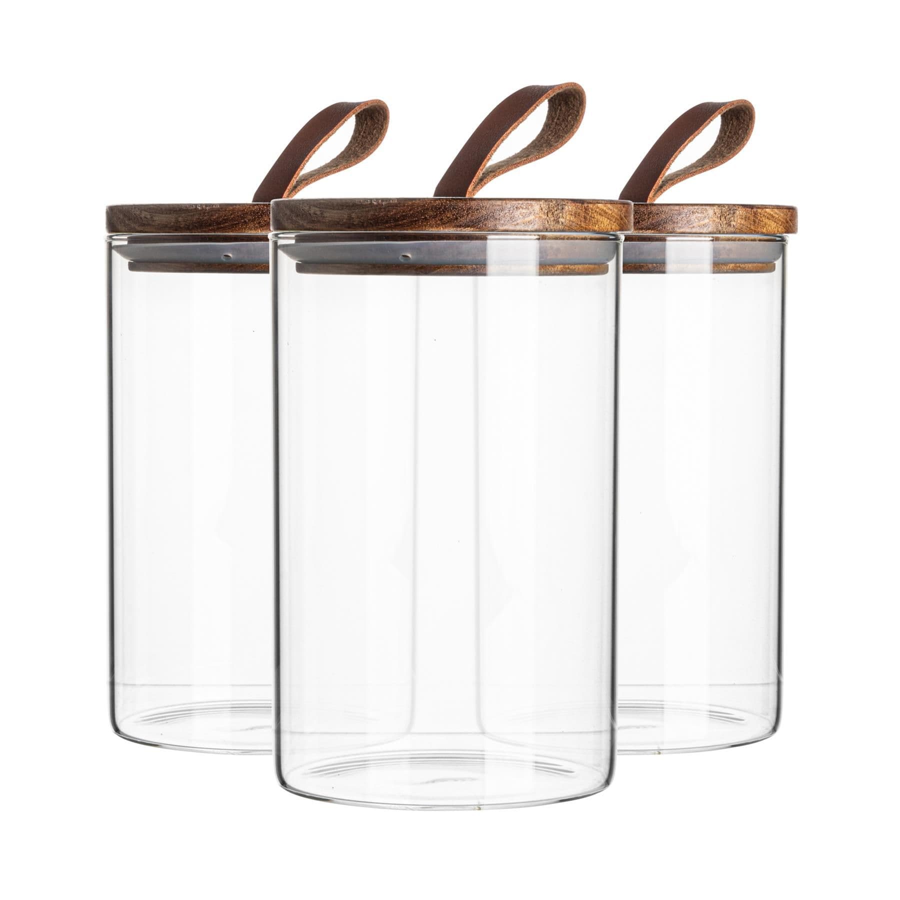 Scandi Storage Jar with Leather Loop Lid 1 Litre Pack of 6