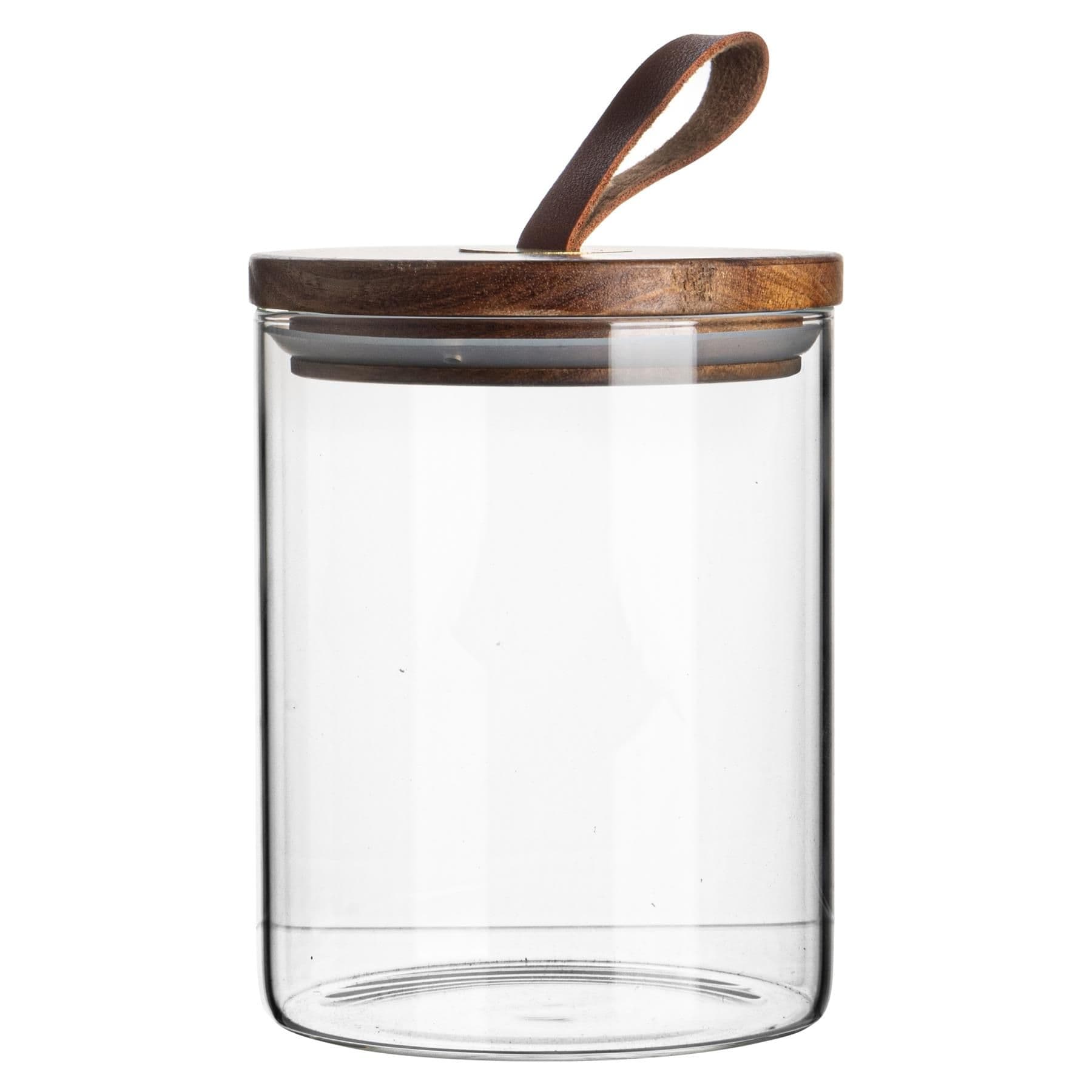 Scandi Storage Jar with Leather Loop Lid 750ml