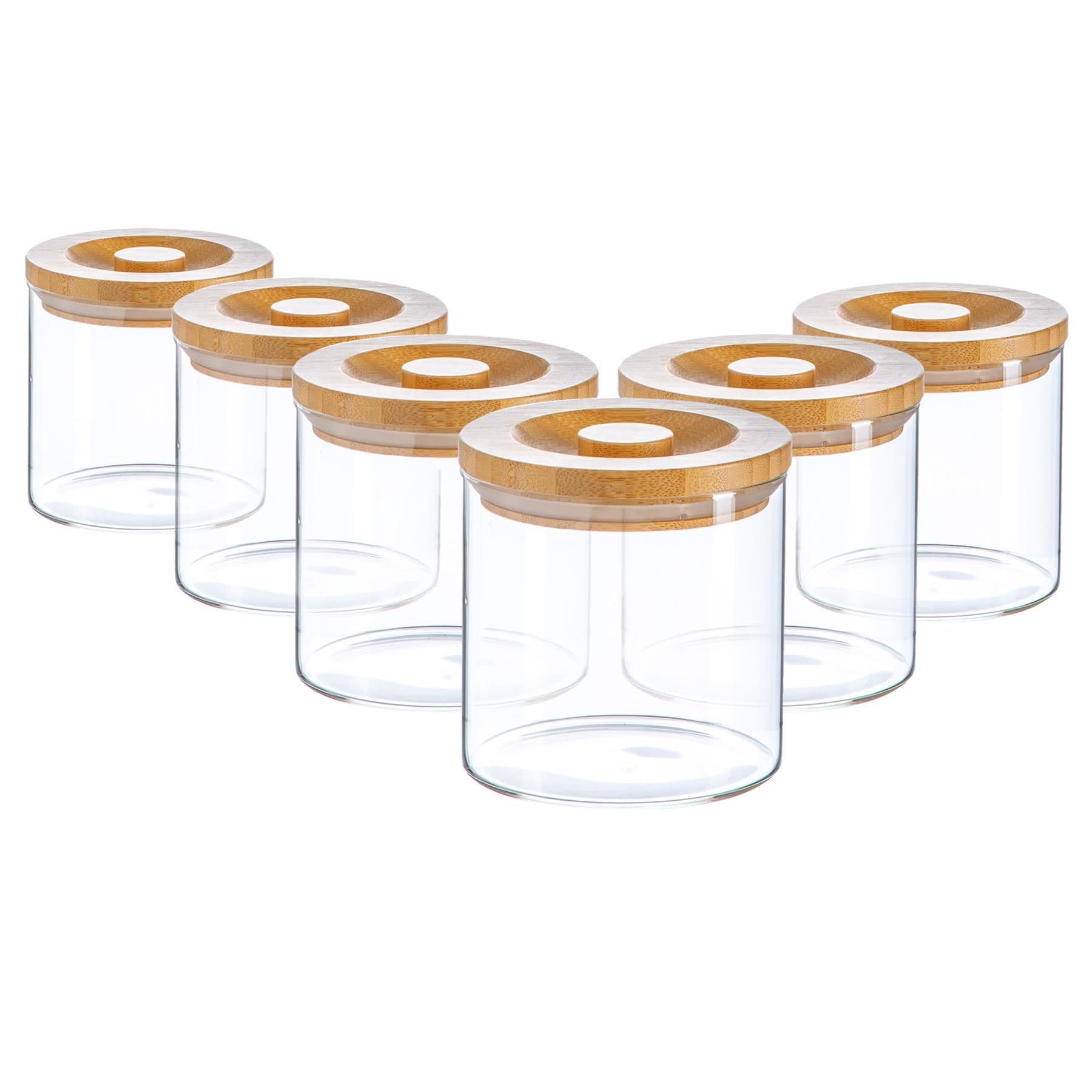 Scandi Storage Jar with Wooden Lid 550ml Pack of 6