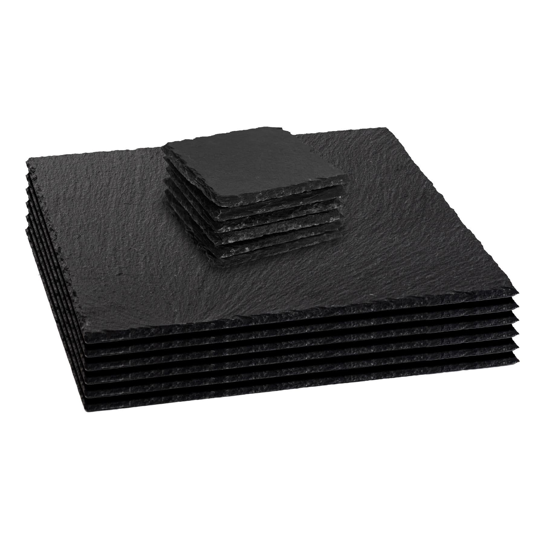 12 Piece Square Slate Placemats & Coasters Set