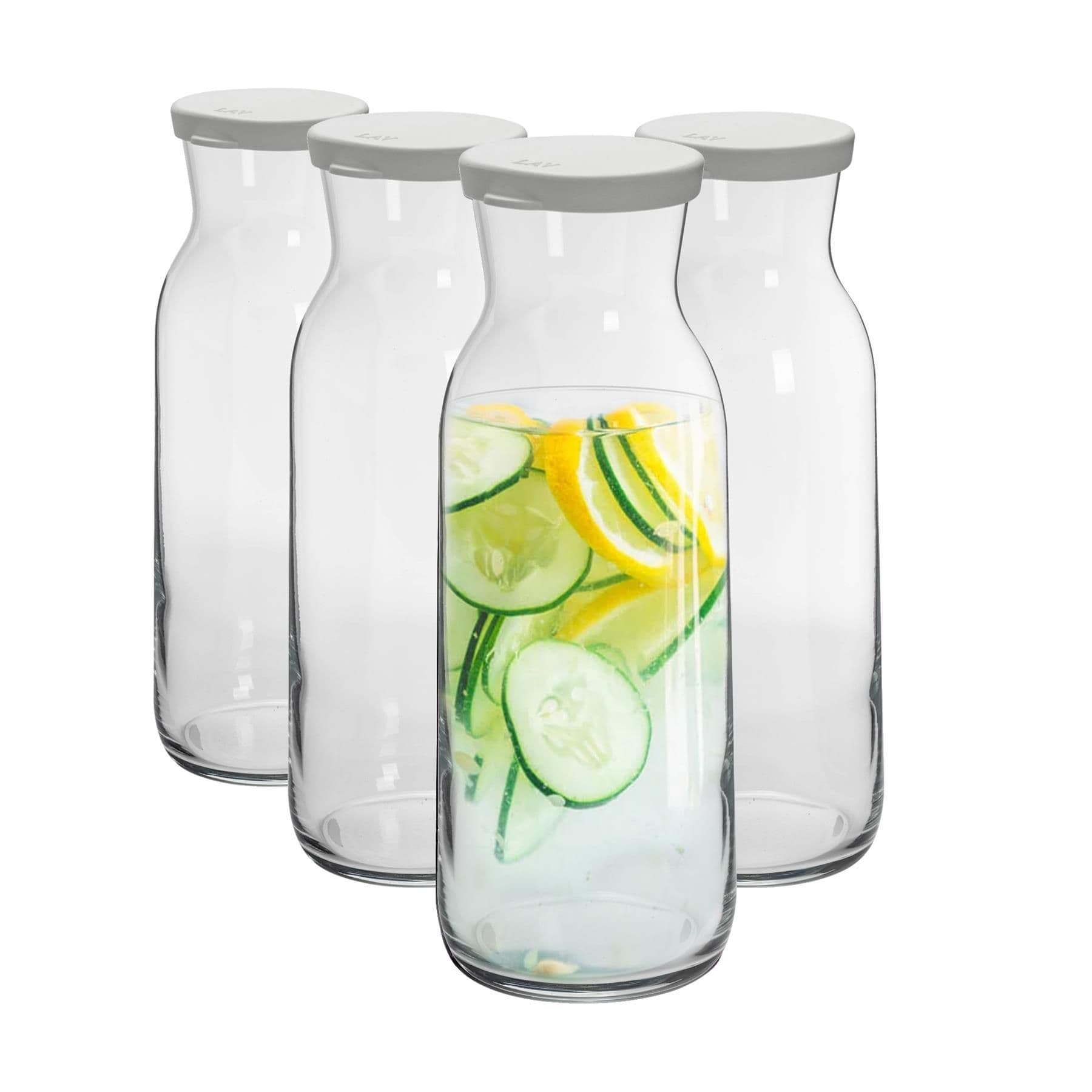 Brocca Glass Carafes with Silicone Lids - 1.2 Litre - Pack of 4