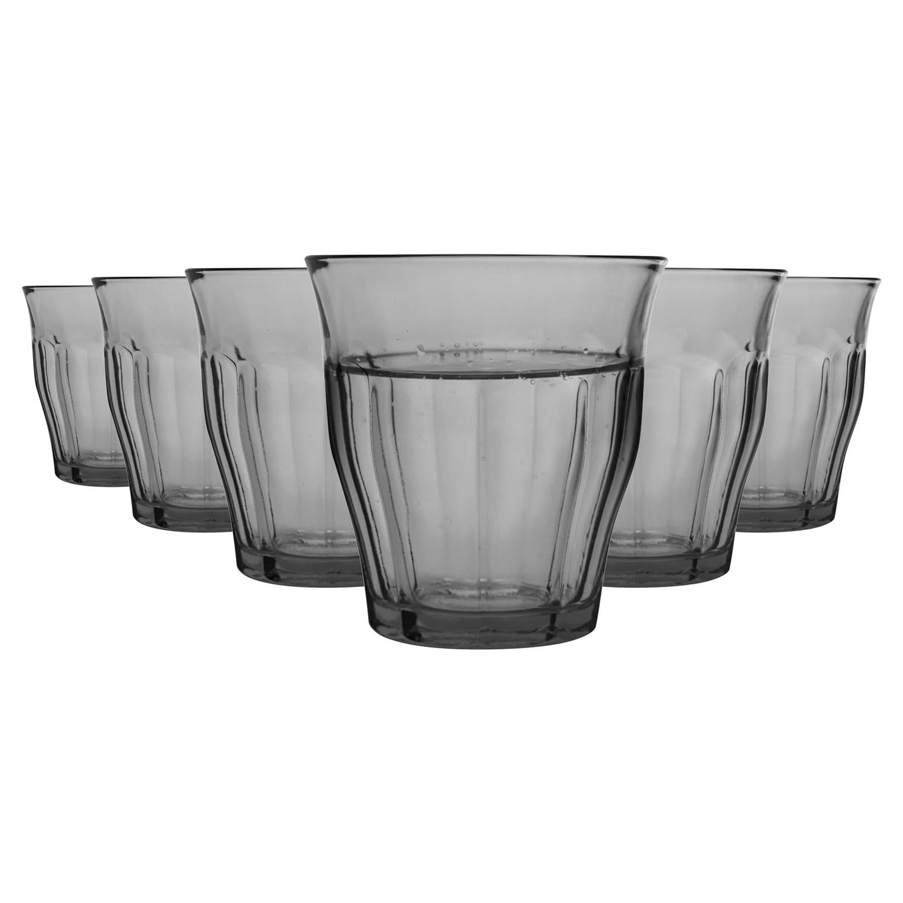 6 Piece Picardie Drinking Tumbler Glasses Set - Grey - 250ml