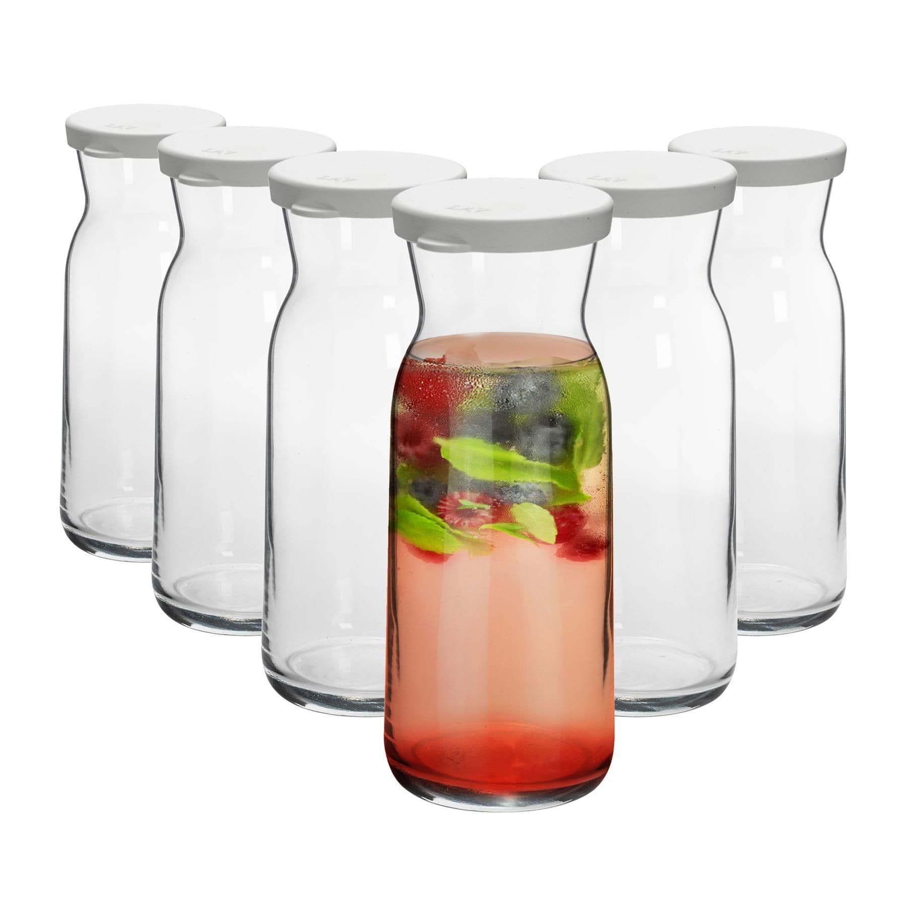 Brocca Glass Carafes with Silicone Lids - 700ml - Pack of 6