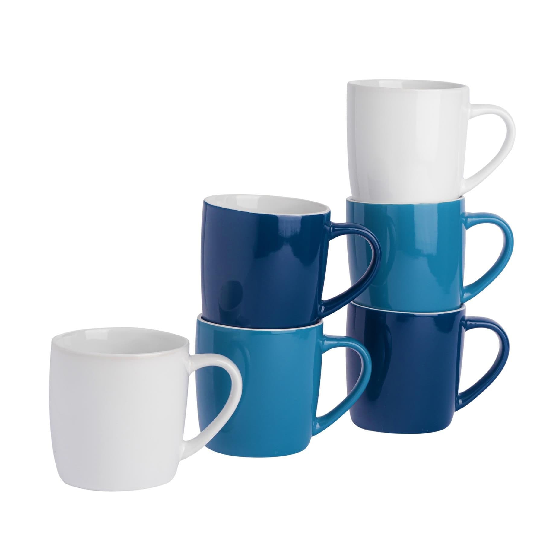 Coloured Coffee Mugs - 350ml - Ocean Waves - Pack of 6
