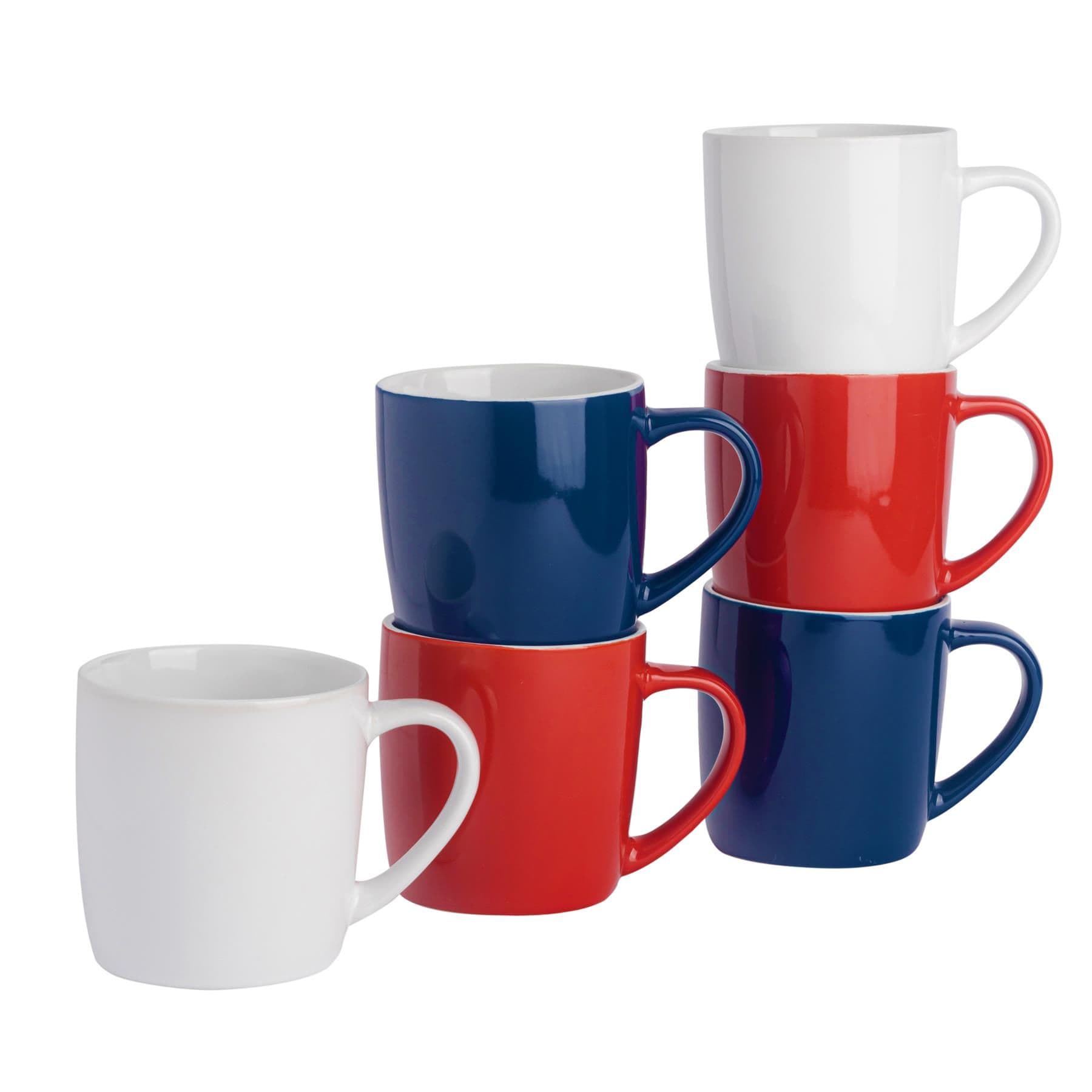 Coloured Coffee Mugs - 350ml - Union Jack - Pack of 6