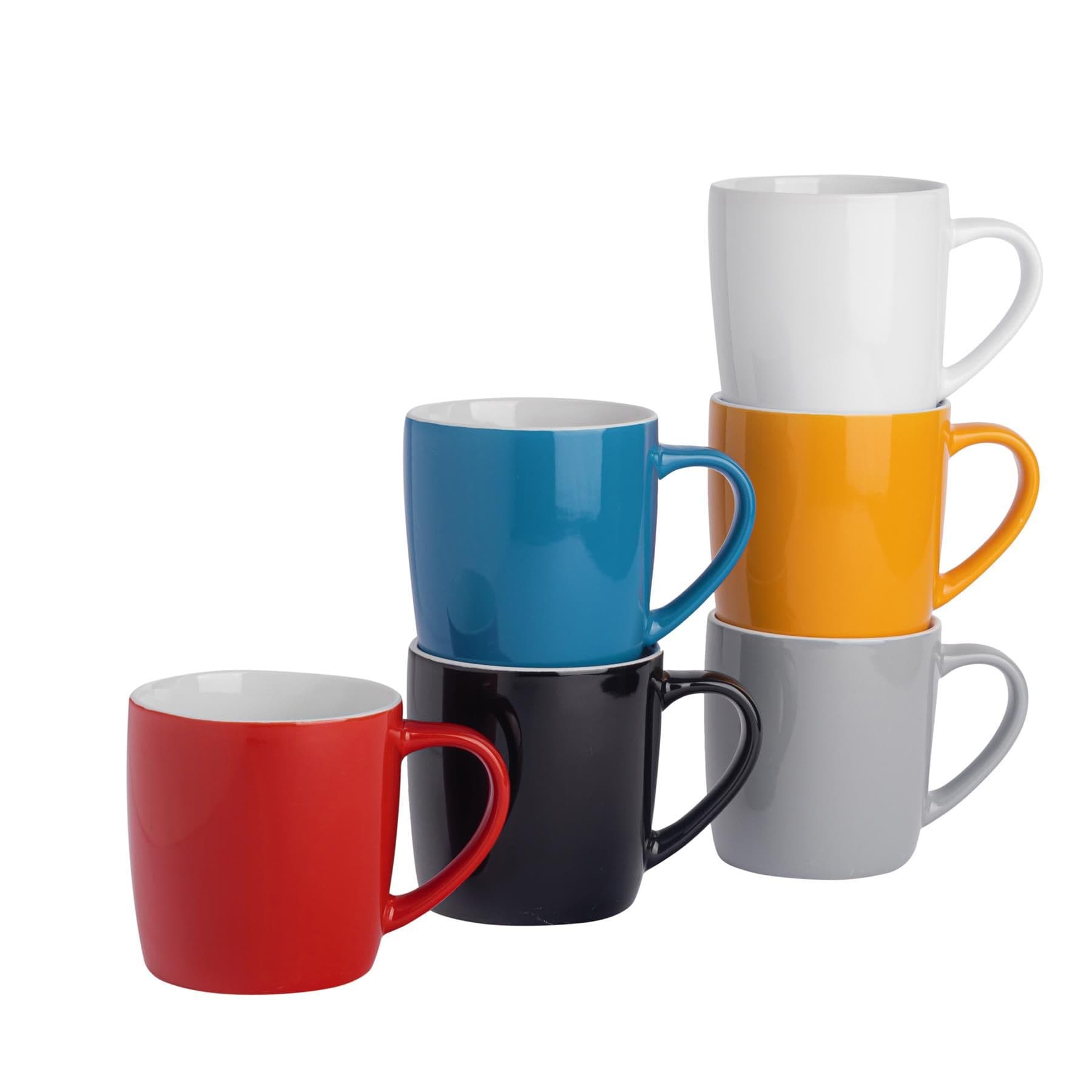Coloured Coffee Mugs - 350ml - Colour & Shade - Pack of 6