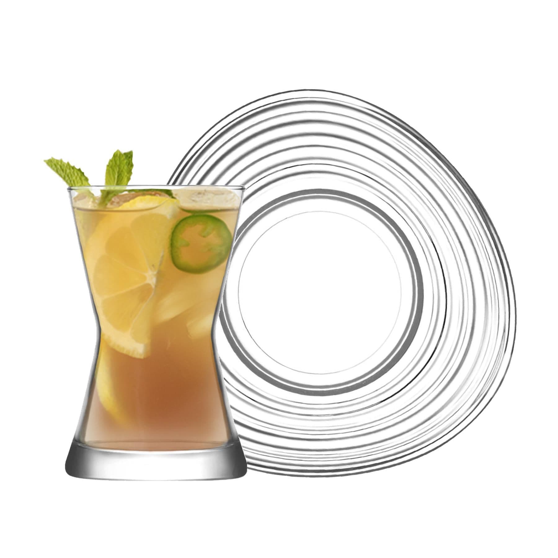 Derin Turkish Tea Glasses & Saucers Set - Clear - 12 Piece