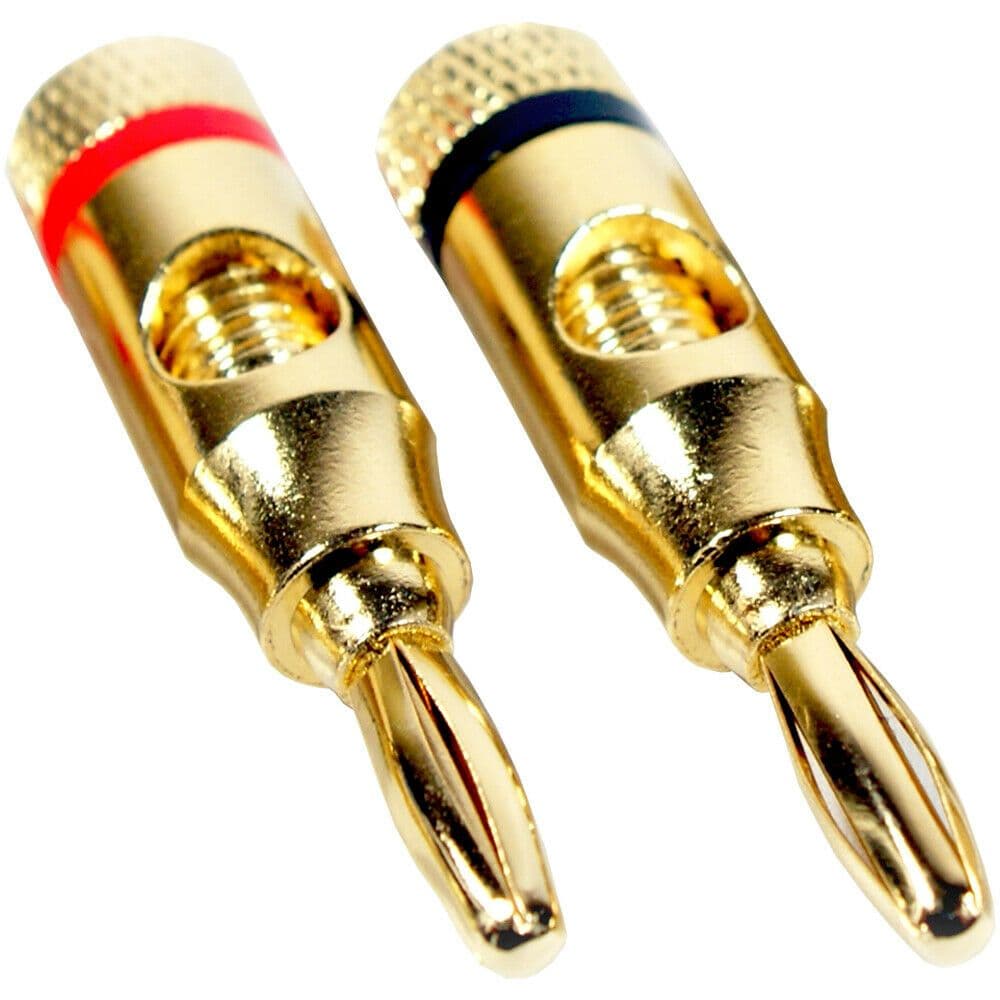 2x Premium 4mm Banana Plugs 24k Plated Speaker Cable Amp HiFi Connectors