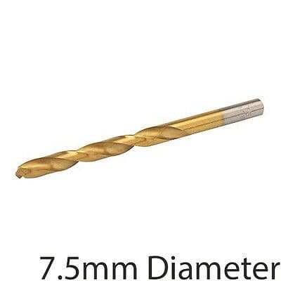 TOUGH TITANIUM COATED 7.5mm High Speed Steel Drill Bit Aluminium Alloy Milling