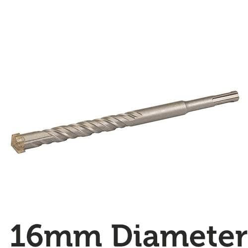 16mm x 210mm SDS Plus Crosshead Masonry Drill Bit Tungsten 4 Point Cutting Head