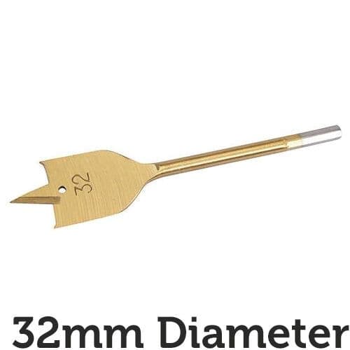 PRO 32mm x 150mm TITANIUM COATED STEEL Flat Spade Core Drill Bit Hex Hole Cutter