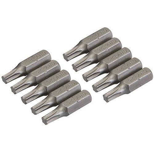 10 PACK T25 TRX TORX Star Chrome Vanadium Screwdriver Bits ¼" Hex Steel Shank
