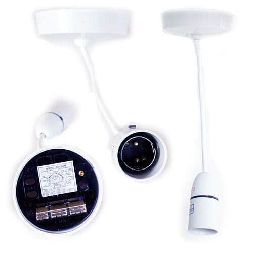 5x 6" Flex Cable White Ceiling Rose Pendant Light Lamp Shade Holder Lampholder