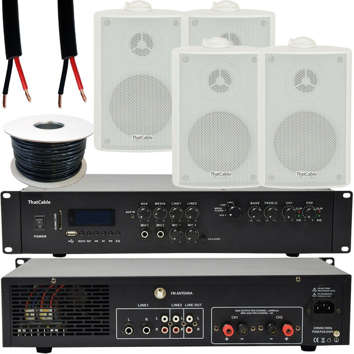 400W LOUD Outdoor Bluetooth System 4x Speaker Weatherproof Garden Music