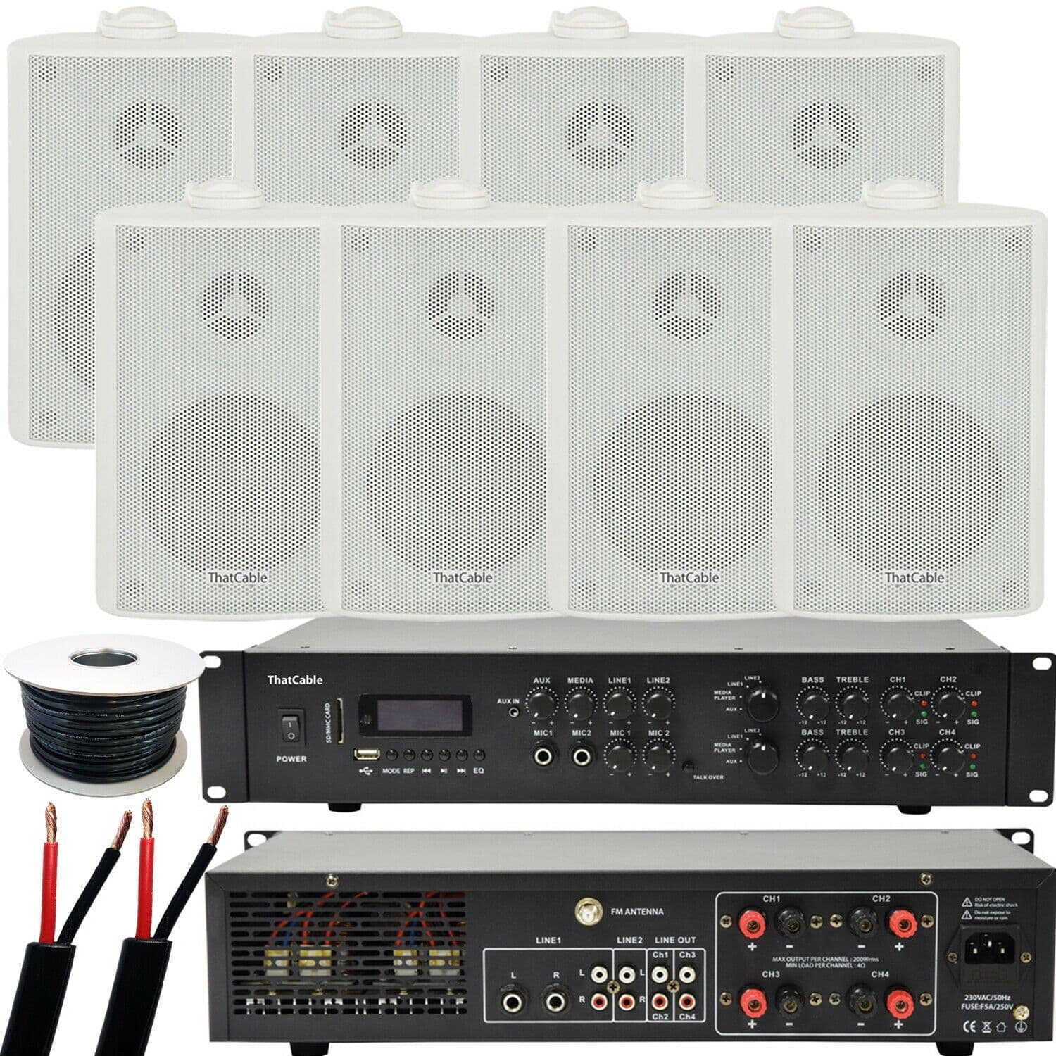 800W LOUD Outdoor Bluetooth System 8x Speaker Weatherproof Garden Music