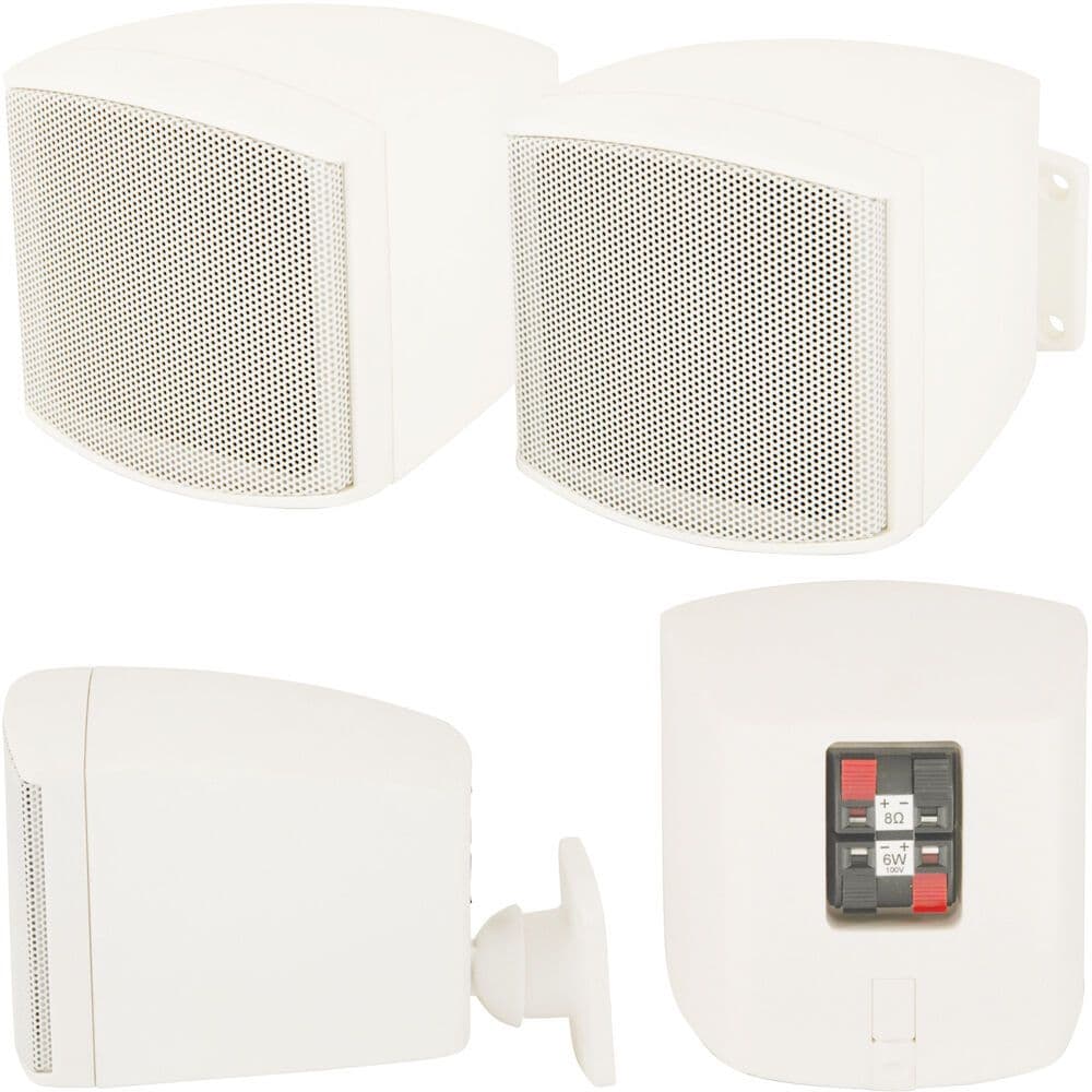 30W Pair Background Speakers 100V 8OHM Compact Mini Satellite Wall Mount PA