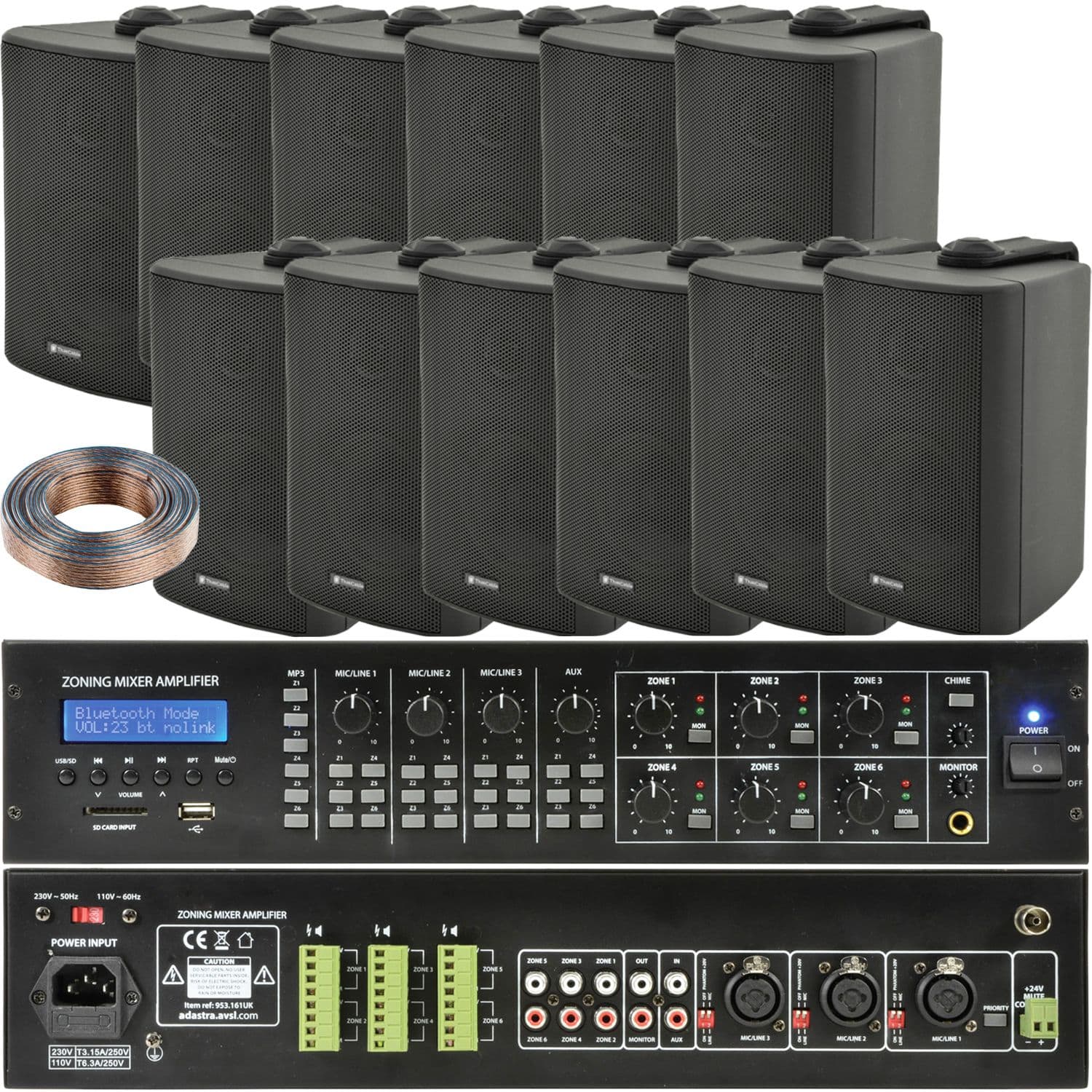 6 Zone Matrix Bluetooth Mixer Amplifier Amp 12 Speaker System Switch Splitter PA