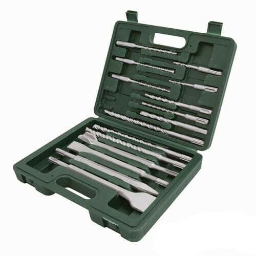 15 Piece SDS Plus Masonry Drill & Steel Chisel Set Sturdy Case