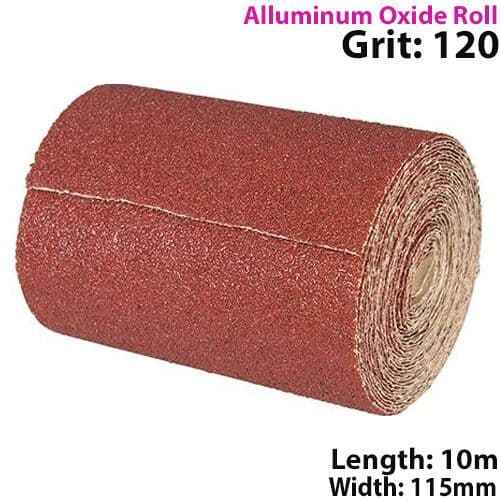 10m 120 Grit Aluminium Oxide Sand Paper Rolls Long Life Sanding Grinding Sheet